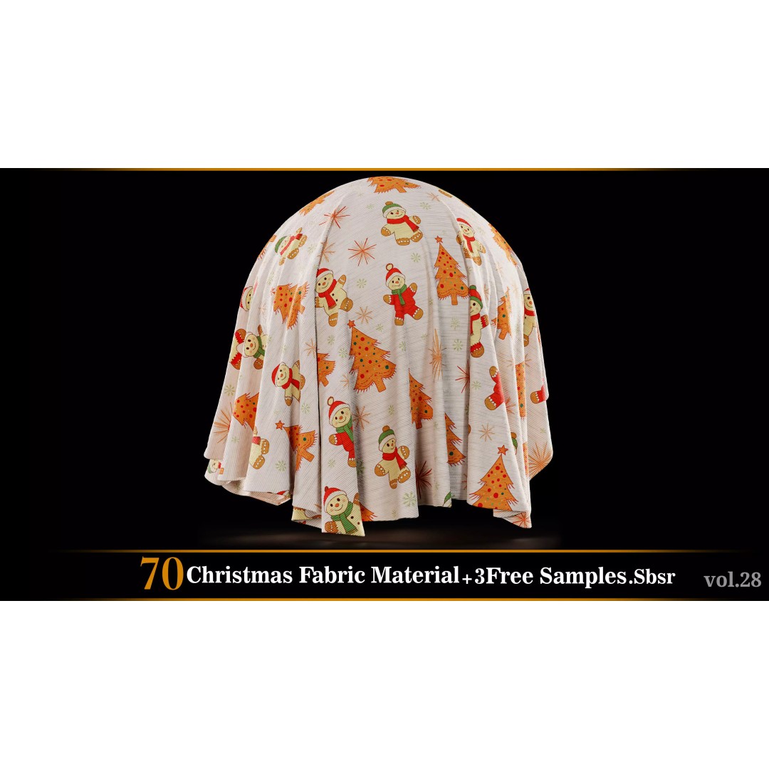Christmas Fabric Material 3D Model – 70 Textures, SBSAR Files - View 45
