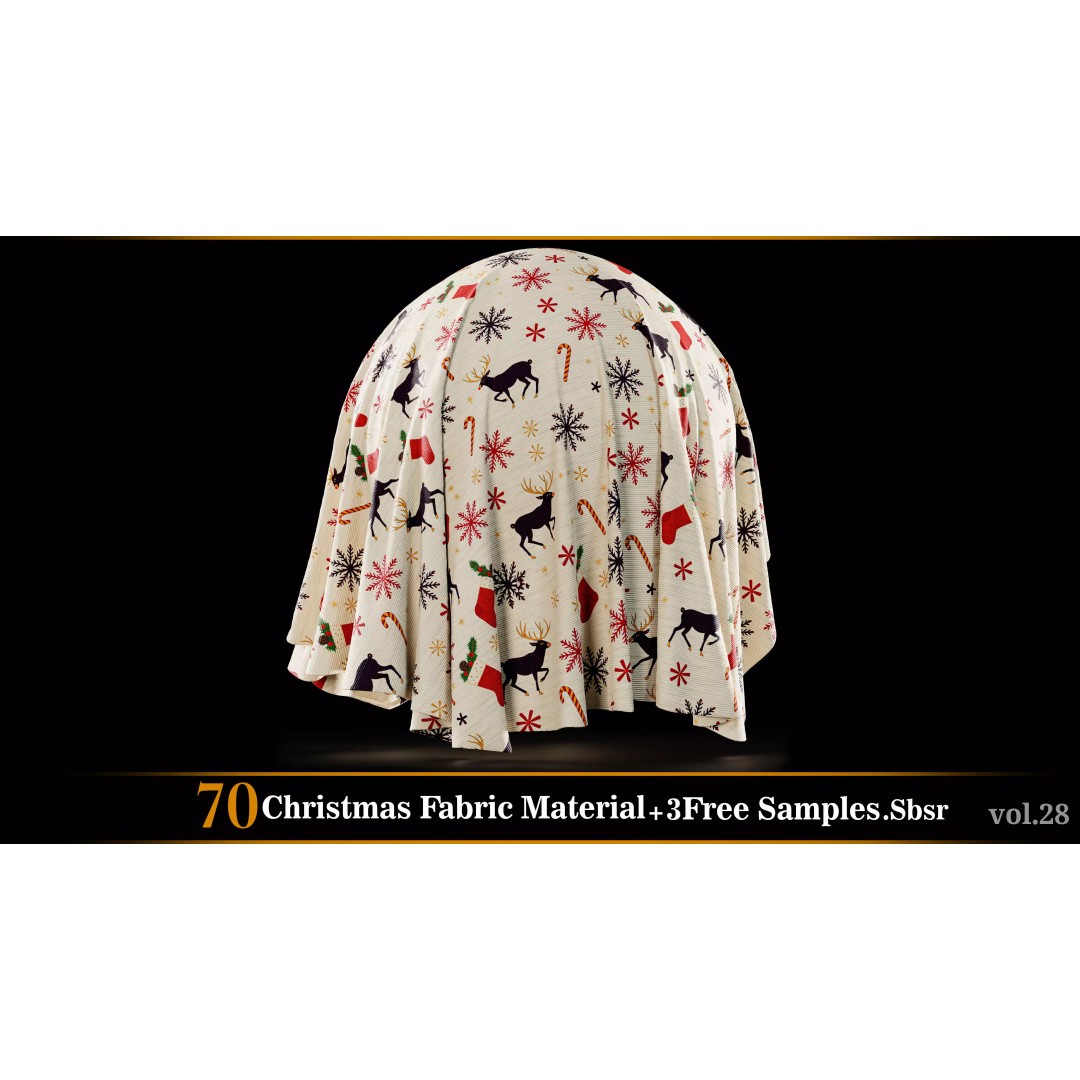 Christmas Fabric Material 3D Model – 70 Textures, SBSAR Files - View 46