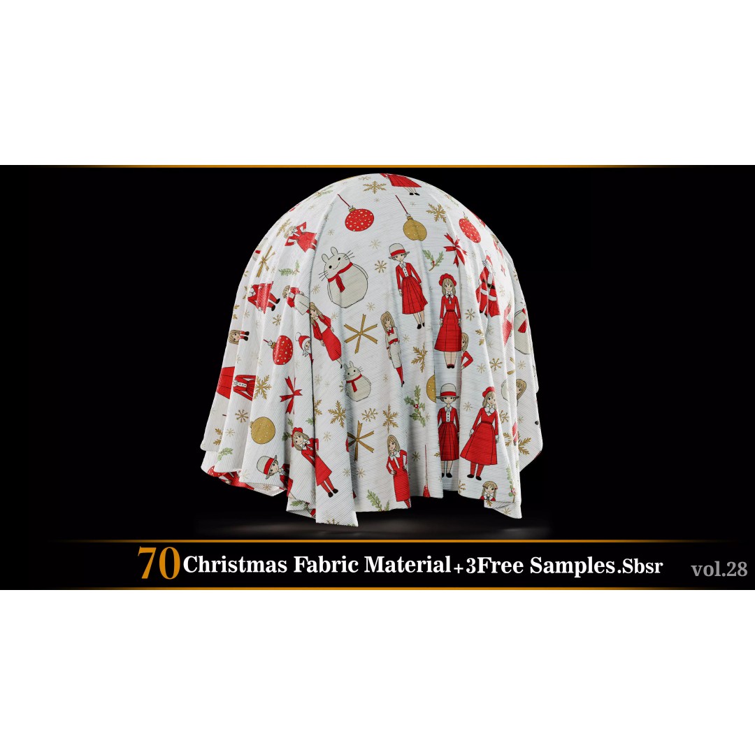 Christmas Fabric Material 3D Model – 70 Textures, SBSAR Files - View 47