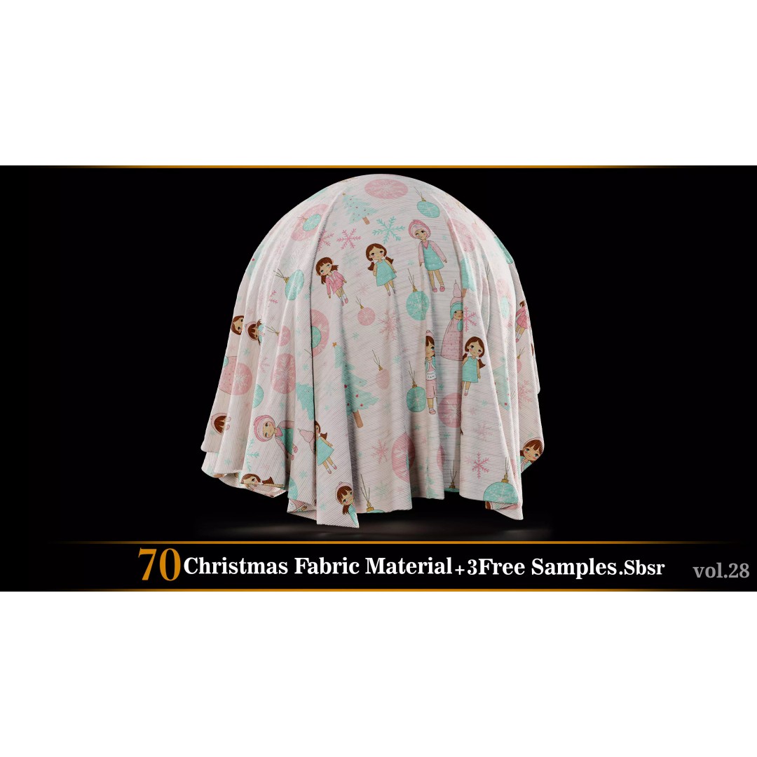 Christmas Fabric Material 3D Model – 70 Textures, SBSAR Files - View 49