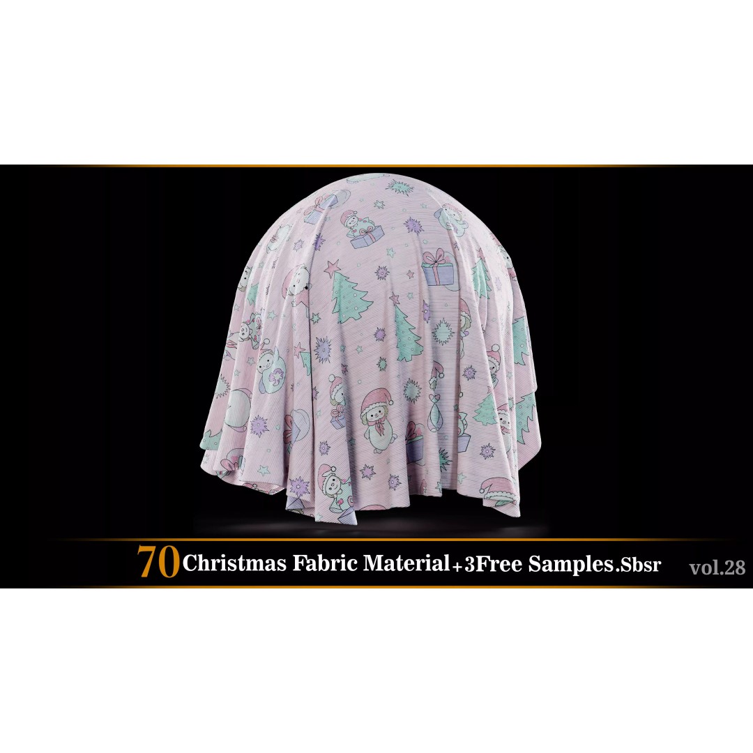 Christmas Fabric Material 3D Model – 70 Textures, SBSAR Files - View 53
