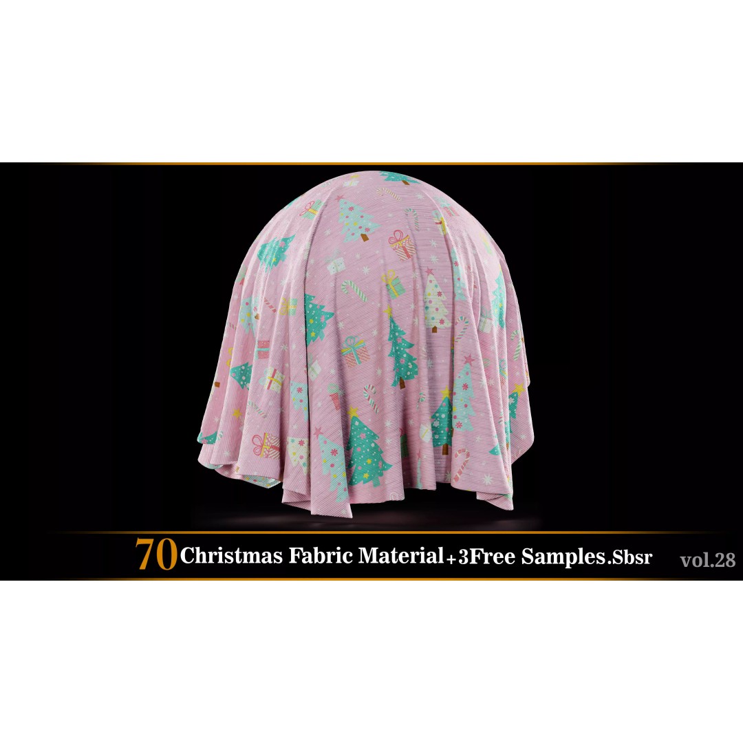 Christmas Fabric Material 3D Model – 70 Textures, SBSAR Files - View 54