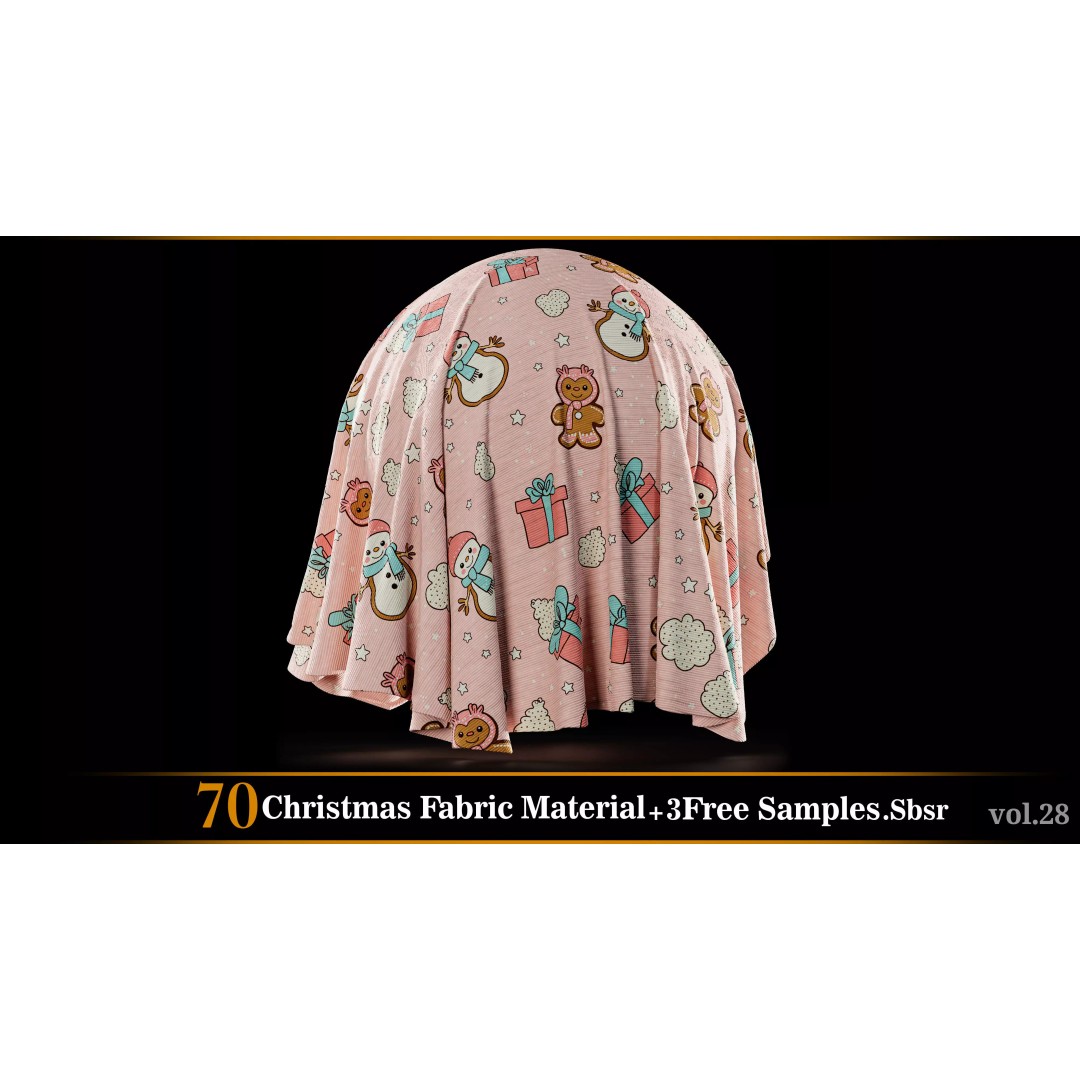 Christmas Fabric Material 3D Model – 70 Textures, SBSAR Files - View 55