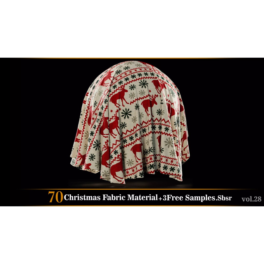 Christmas Fabric Material 3D Model – 70 Textures, SBSAR Files - View 56