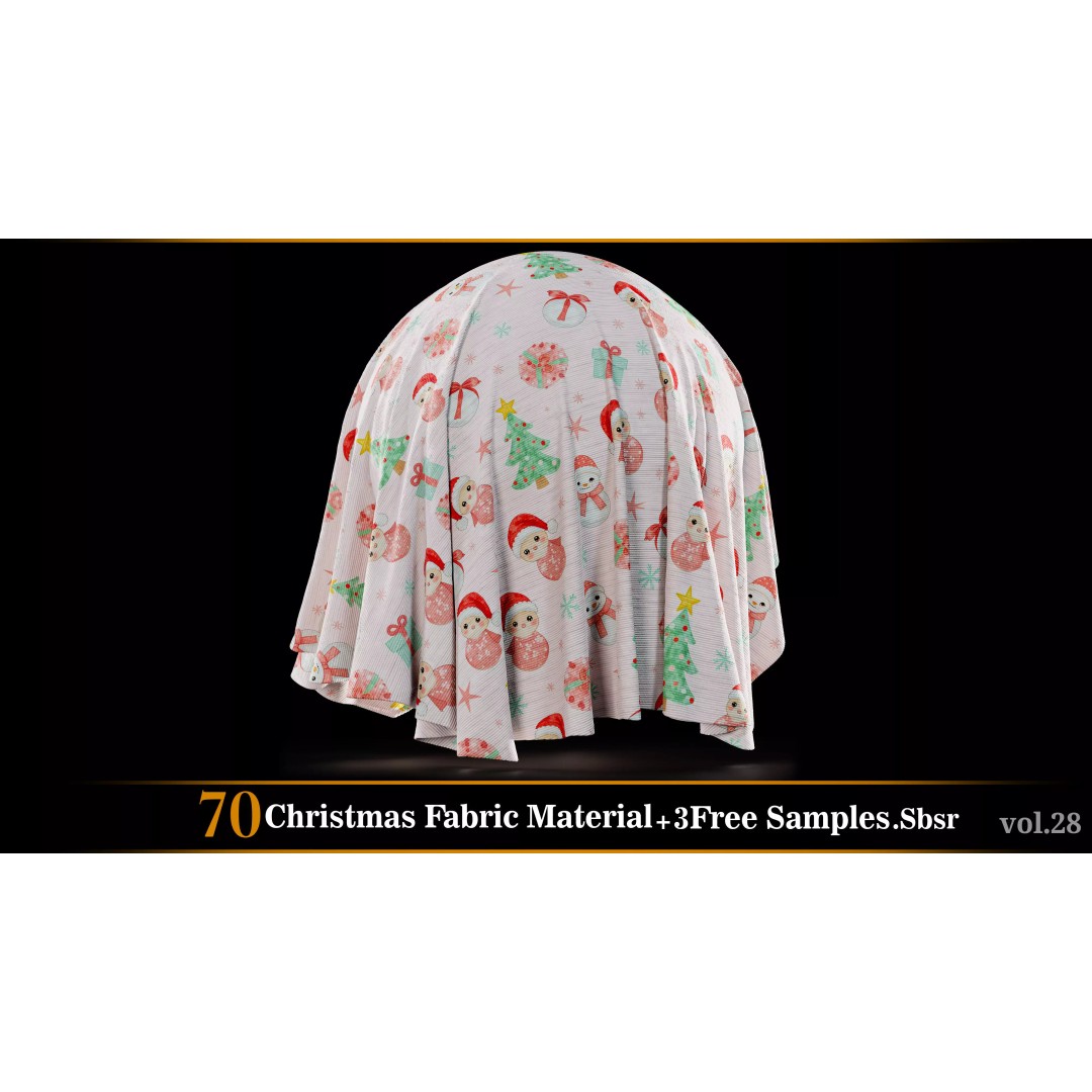 Christmas Fabric Material 3D Model – 70 Textures, SBSAR Files - View 58