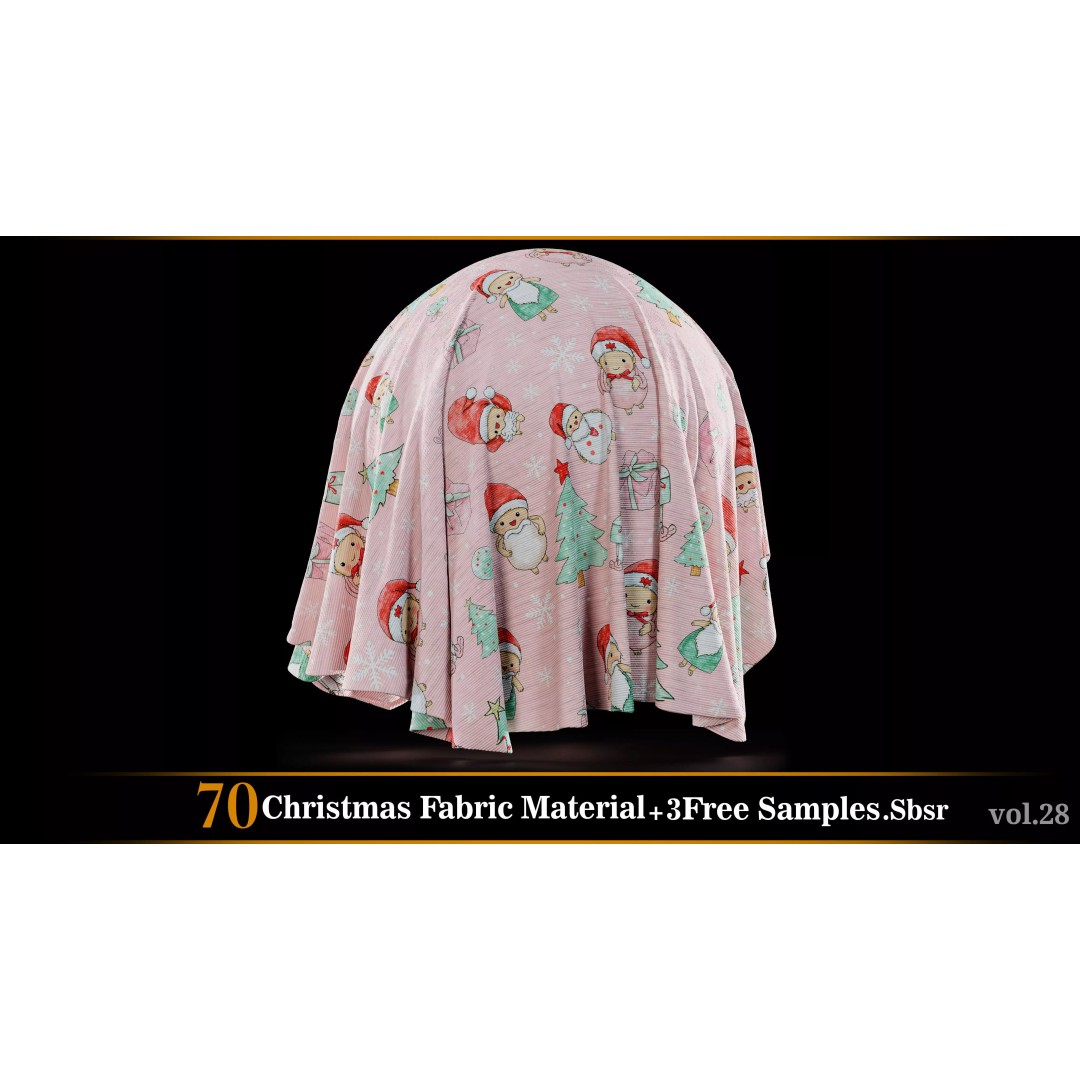 Christmas Fabric Material 3D Model – 70 Textures, SBSAR Files - View 59