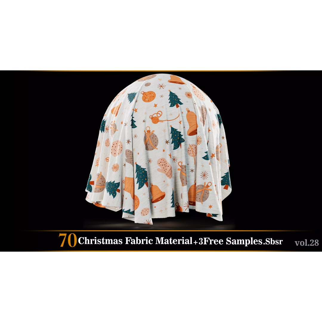 Christmas Fabric Material 3D Model – 70 Textures, SBSAR Files - View 6