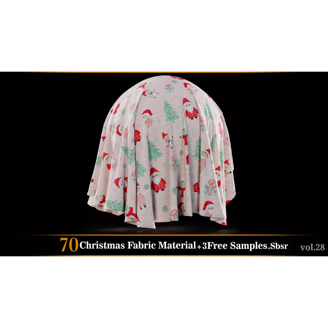 Christmas Fabric Material 3D Model – 70 Textures, SBSAR Files - View 60