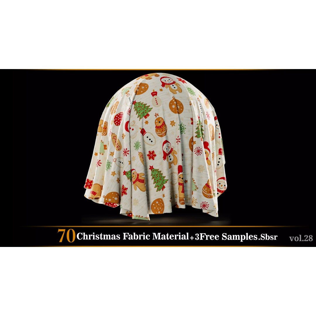 Christmas Fabric Material 3D Model – 70 Textures, SBSAR Files - View 62