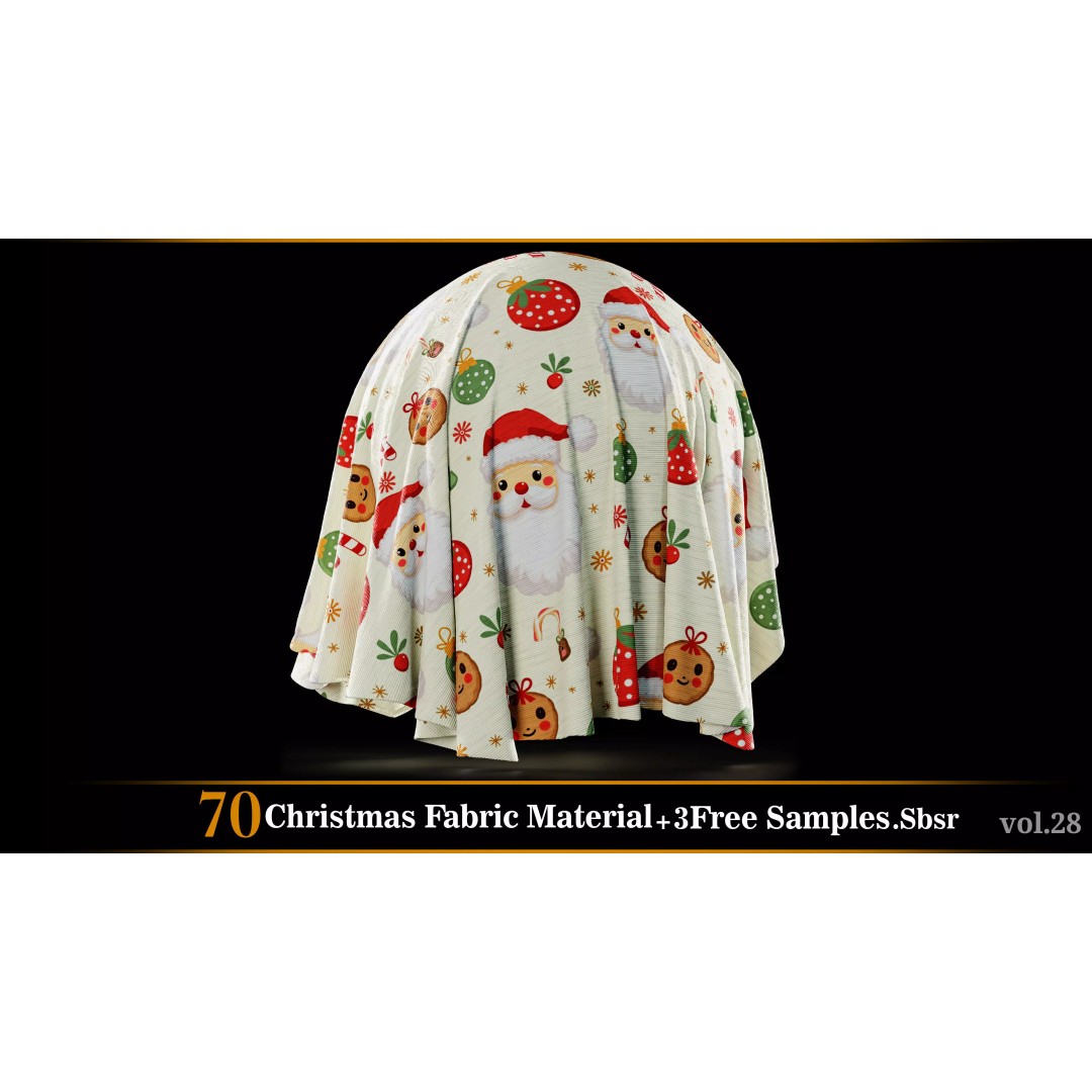 Christmas Fabric Material 3D Model – 70 Textures, SBSAR Files - View 64