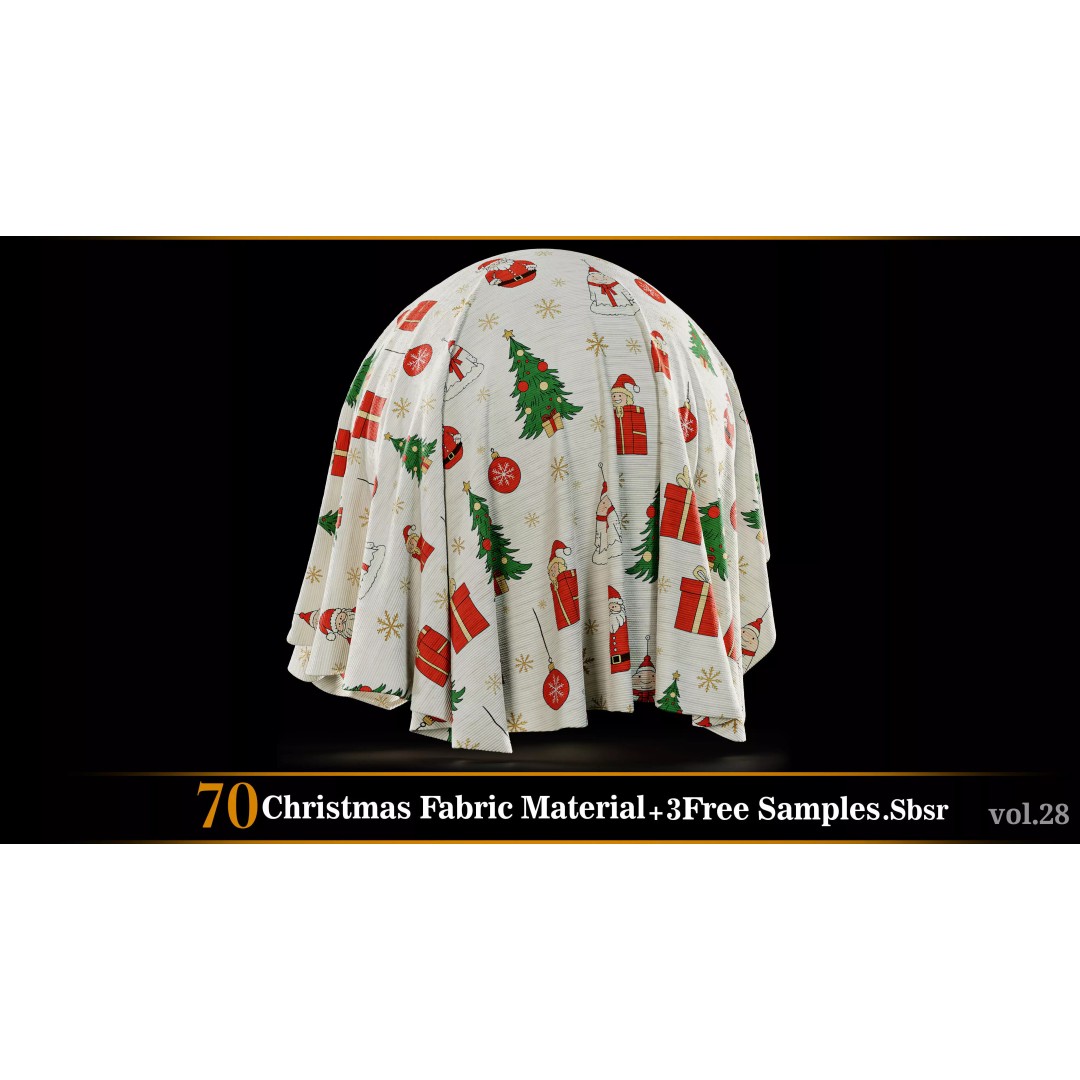 Christmas Fabric Material 3D Model – 70 Textures, SBSAR Files - View 65