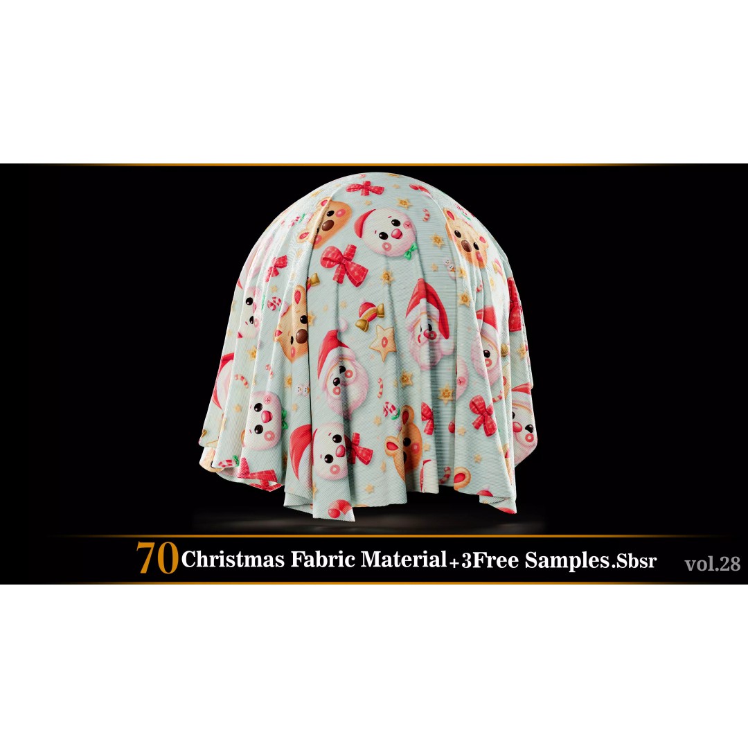 Christmas Fabric Material 3D Model – 70 Textures, SBSAR Files - View 66