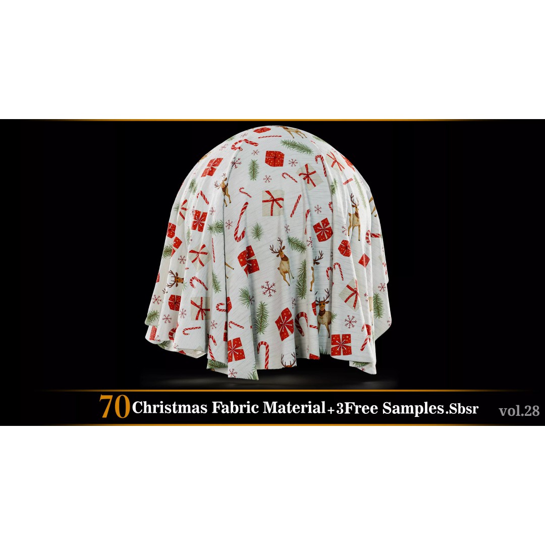 Christmas Fabric Material 3D Model – 70 Textures, SBSAR Files - View 67