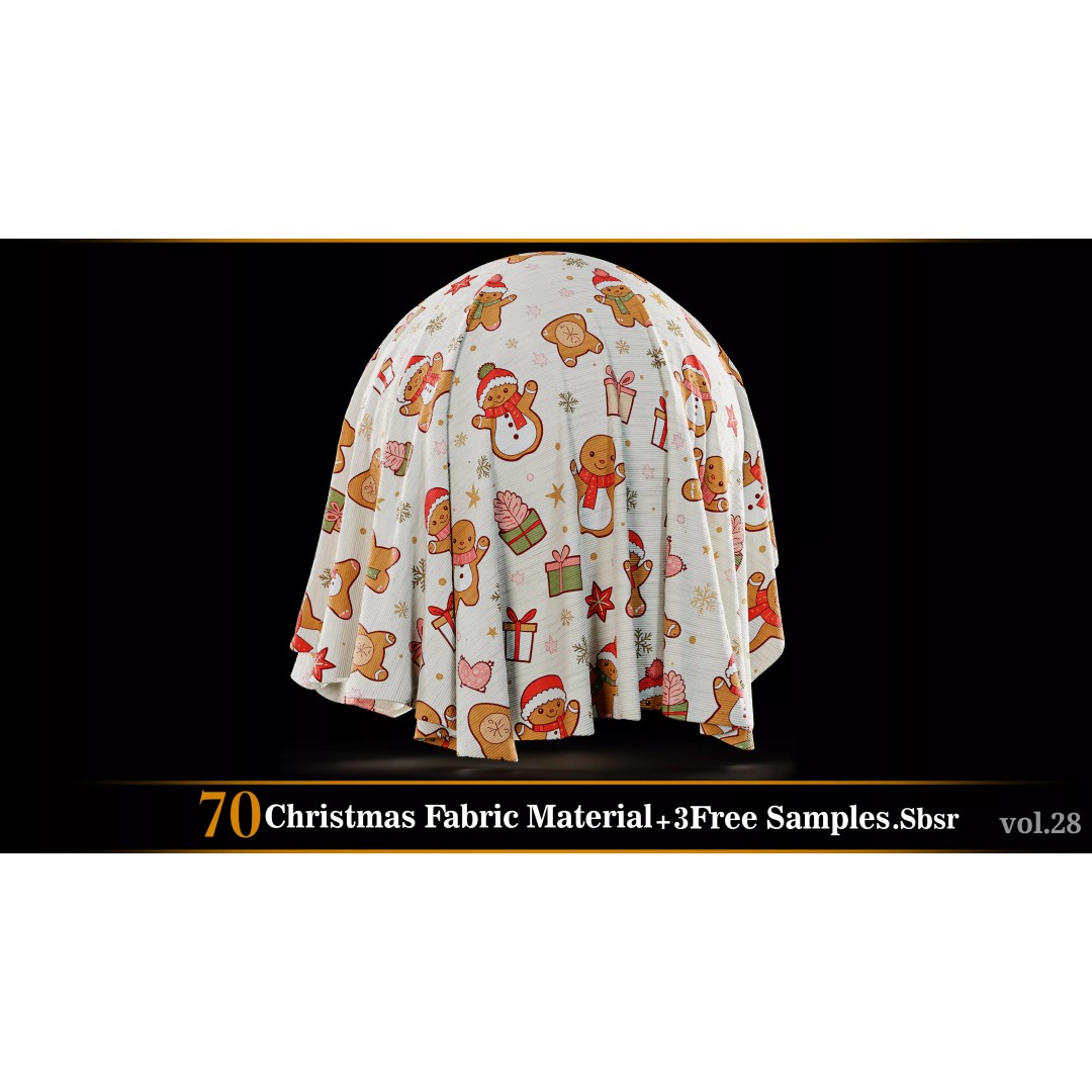 Christmas Fabric Material 3D Model – 70 Textures, SBSAR Files - View 68