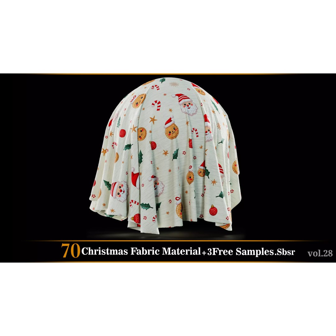 Christmas Fabric Material 3D Model – 70 Textures, SBSAR Files - View 69