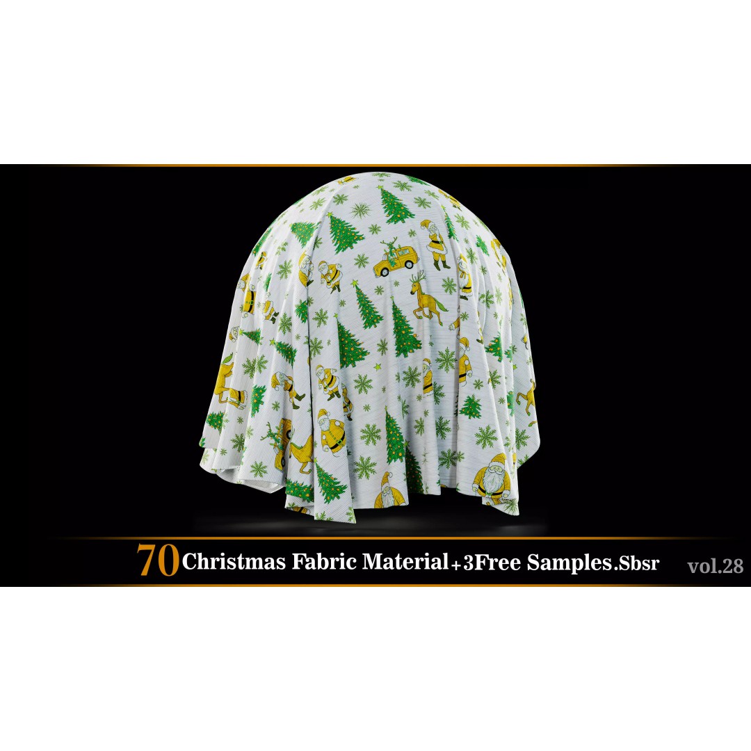 Christmas Fabric Material 3D Model – 70 Textures, SBSAR Files - View 7