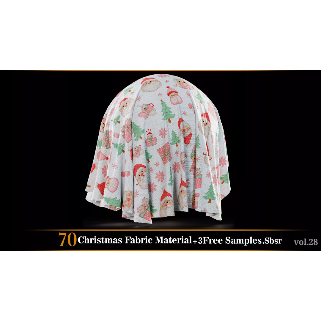 Christmas Fabric Material 3D Model – 70 Textures, SBSAR Files - View 70