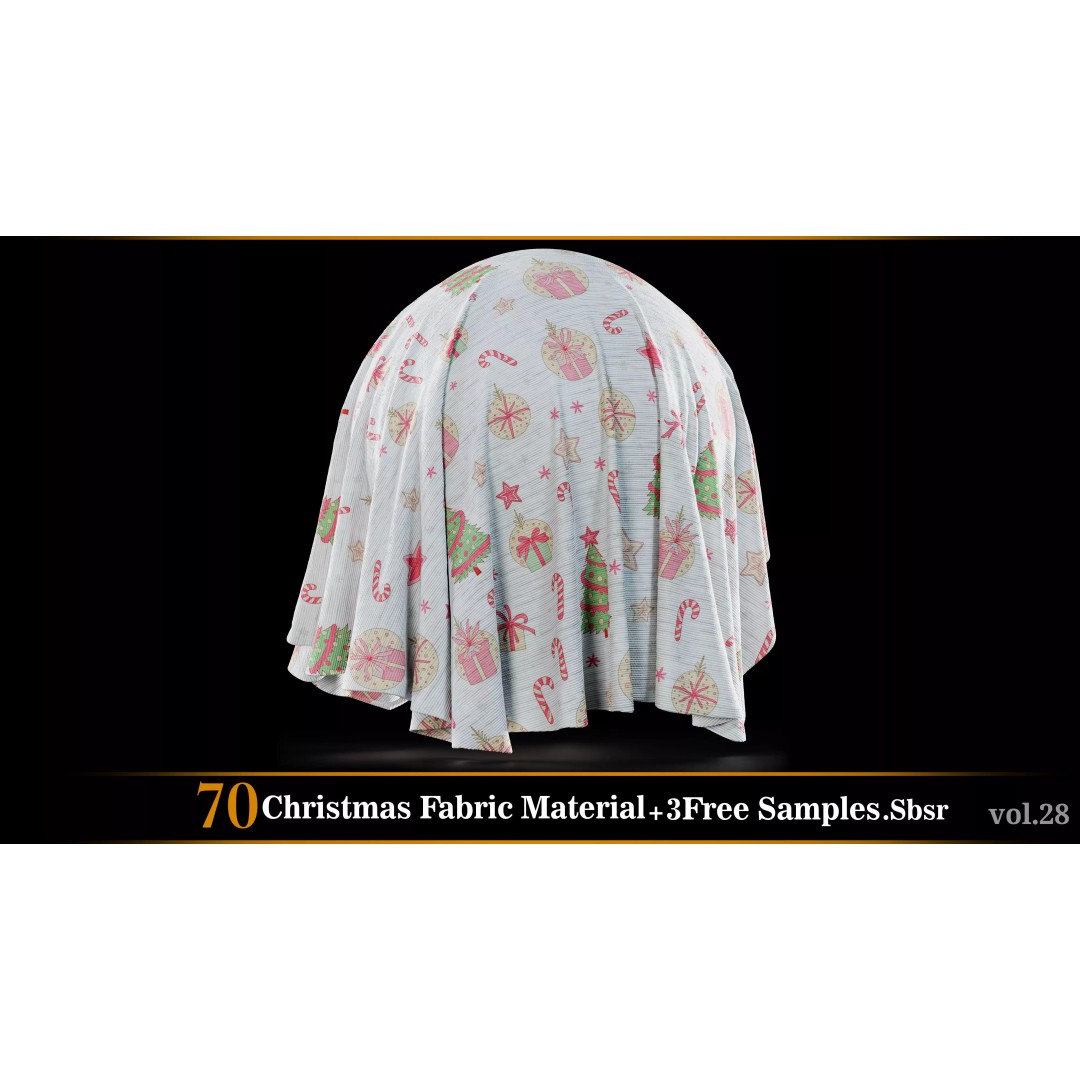Christmas Fabric Material 3D Model – 70 Textures, SBSAR Files - View 73