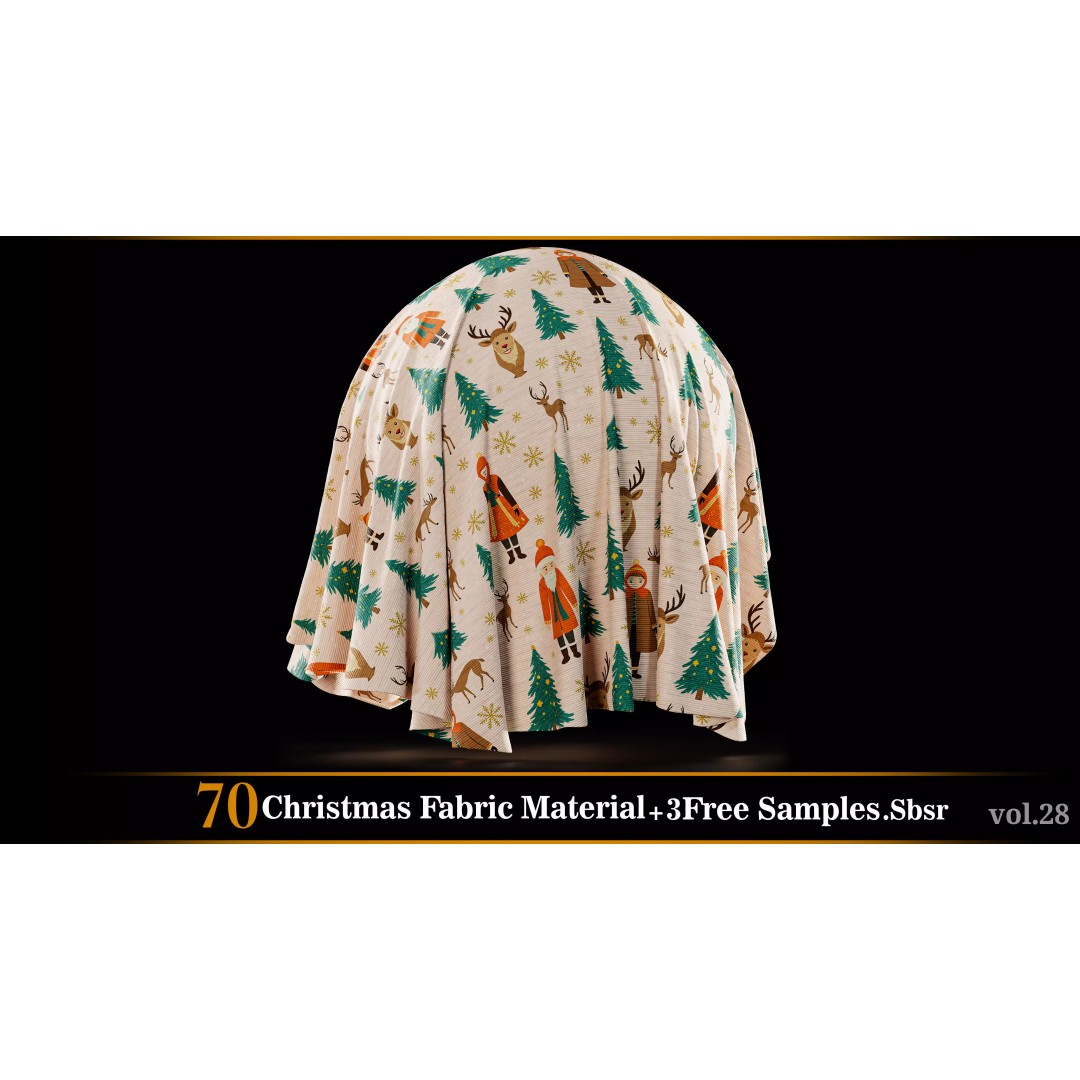 Christmas Fabric Material 3D Model – 70 Textures, SBSAR Files - View 8