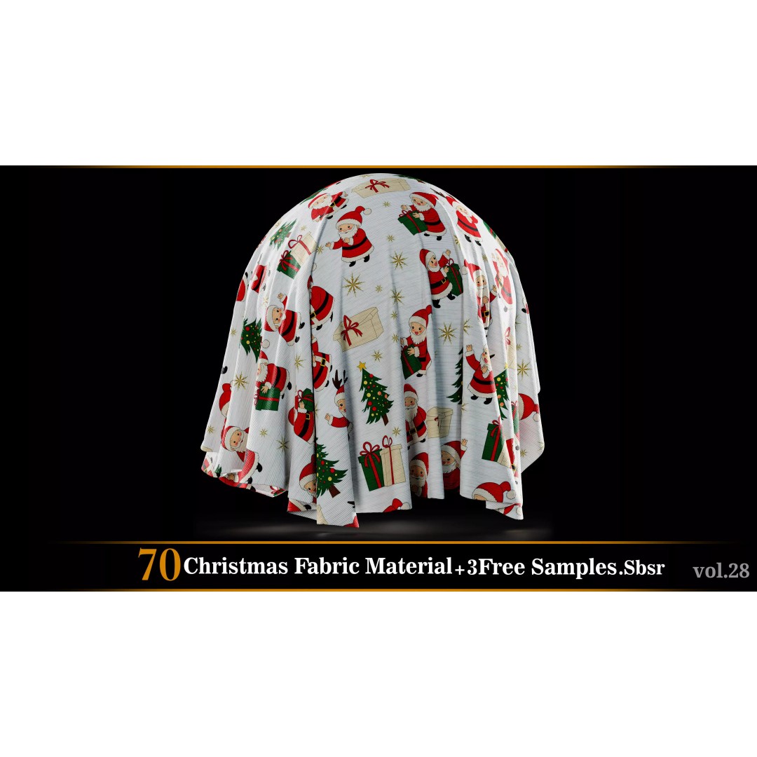 Christmas Fabric Material 3D Model – 70 Textures, SBSAR Files - View 9
