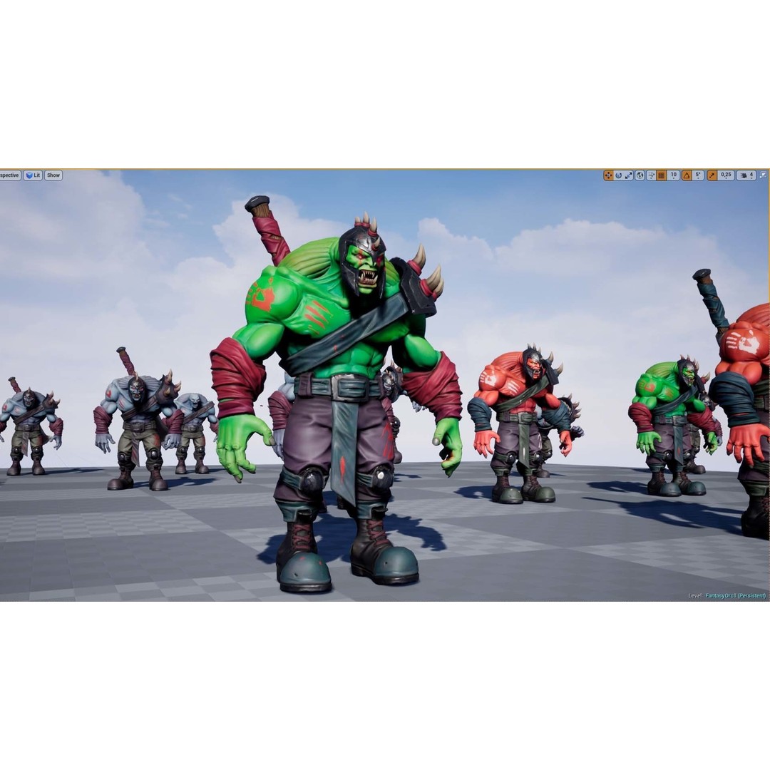 Fantasy Orc 3D Model – Low Poly Rigged Character with PBR Textures - View 11