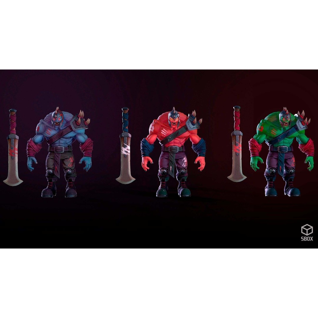 Fantasy Orc 3D Model – Low Poly Rigged Character with PBR Textures - View 7