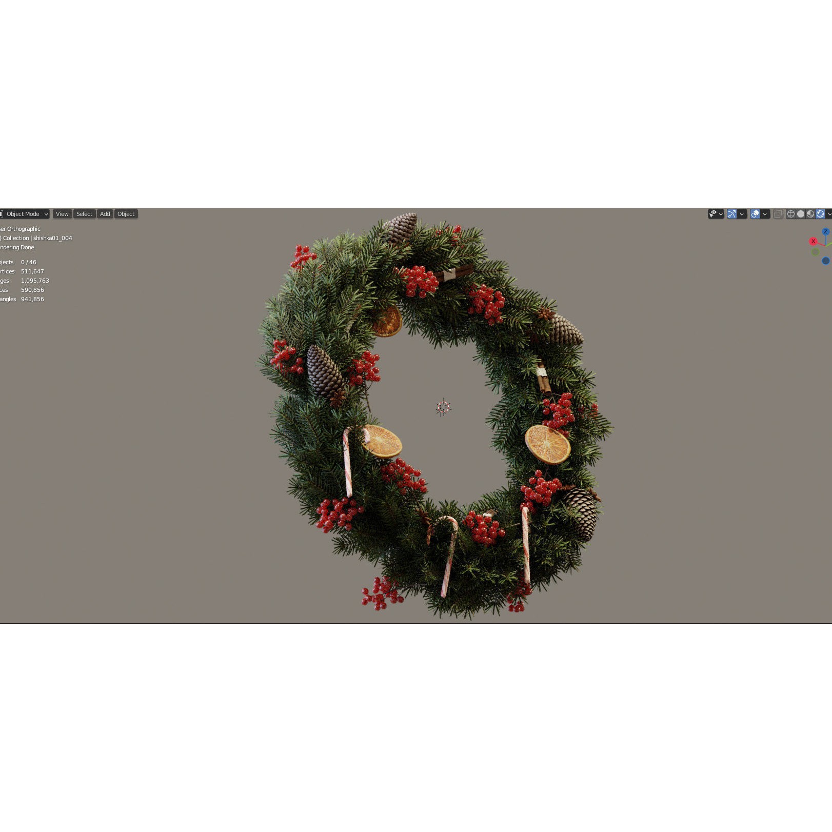 Christmas Wreath - PBR Game-Ready 3D Model - View 11