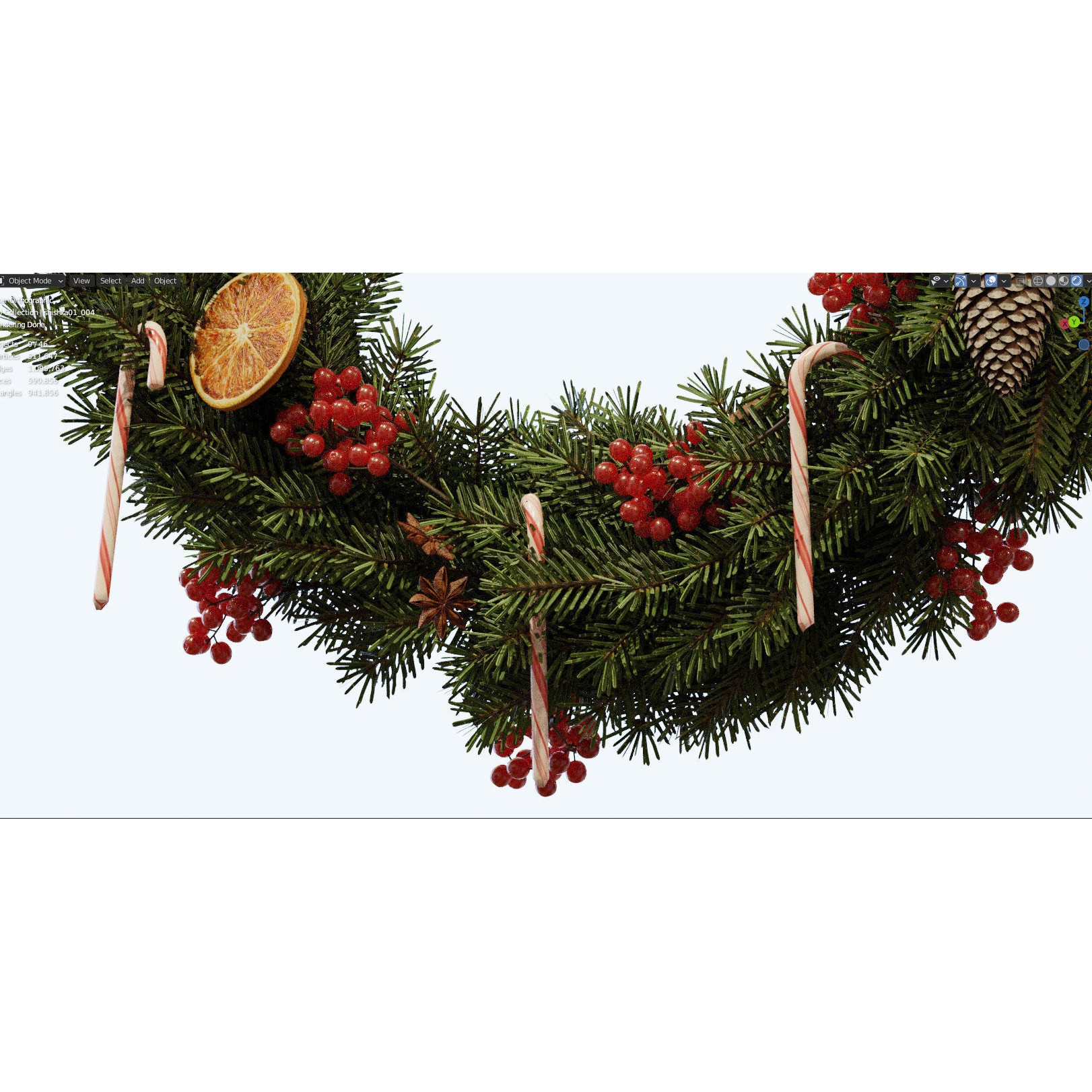 Christmas Wreath - PBR Game-Ready 3D Model - View 12