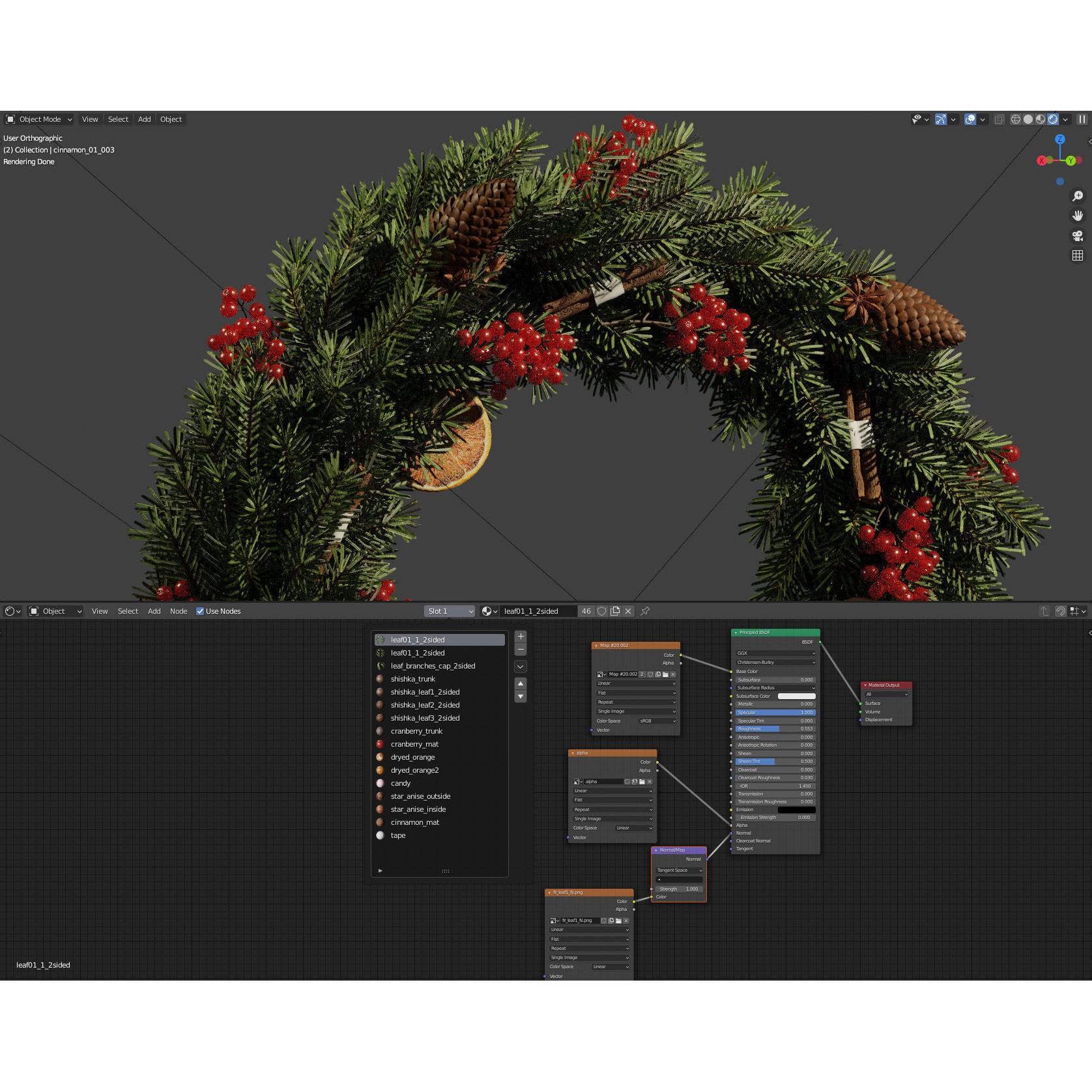 Christmas Wreath - PBR Game-Ready 3D Model - View 15