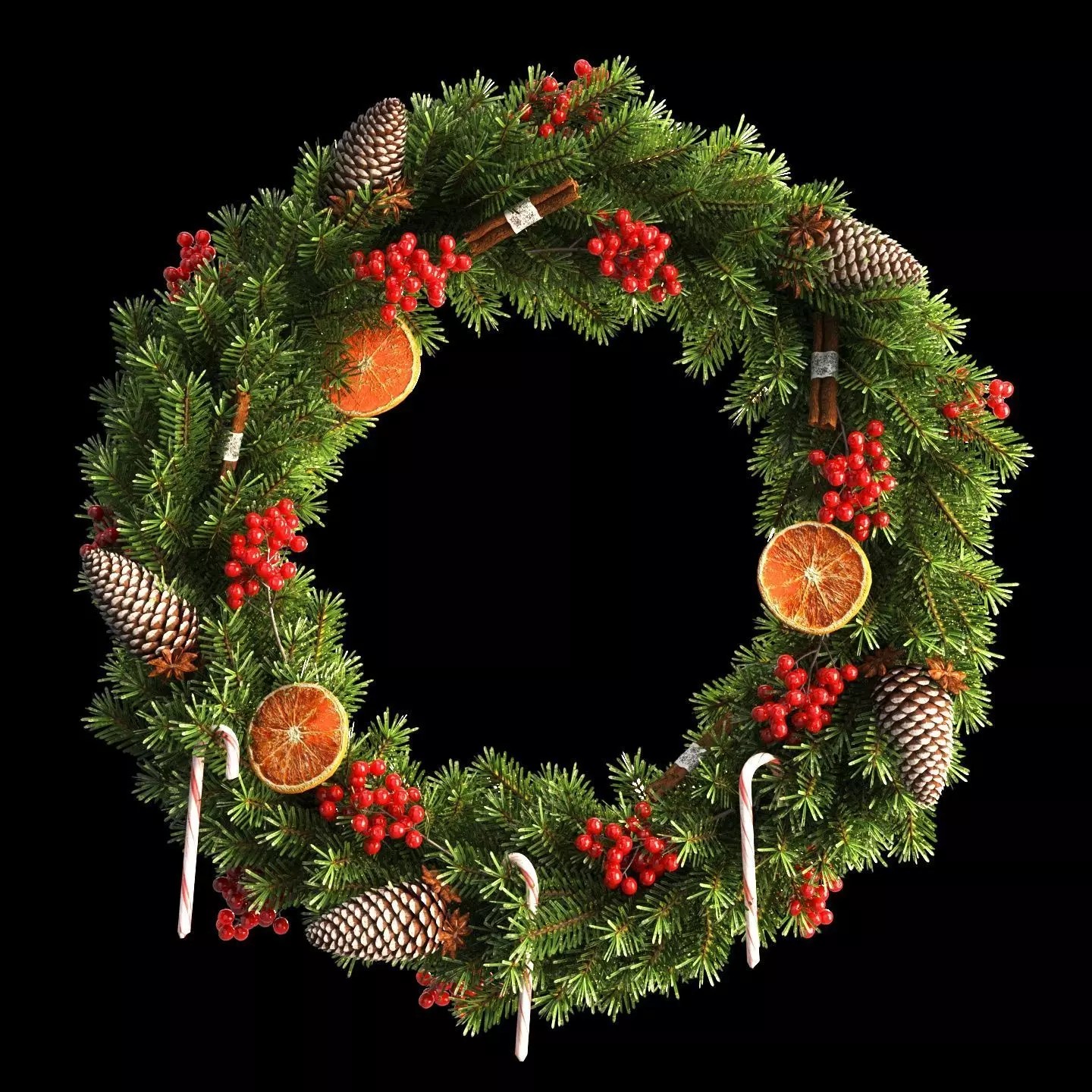 Christmas Wreath - PBR Game-Ready 3D Model - View 2