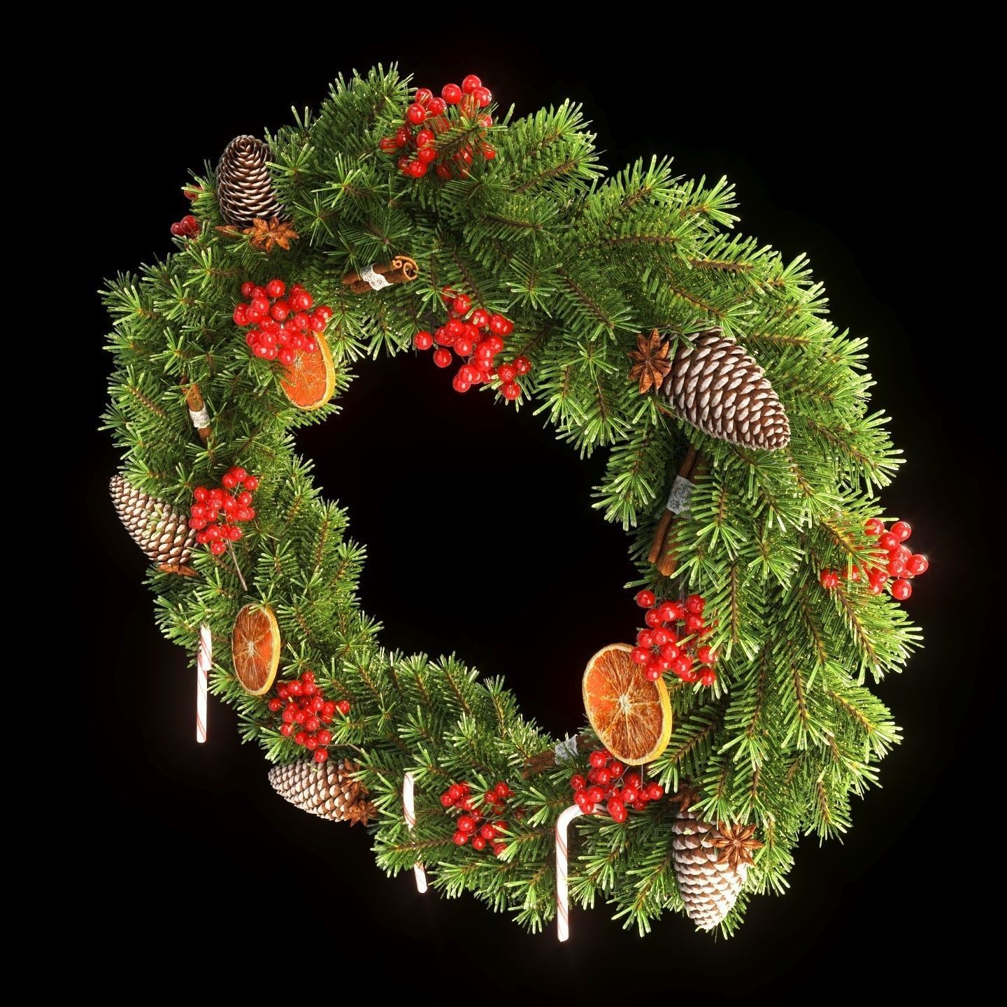 Christmas Wreath - PBR Game-Ready 3D Model - View 6