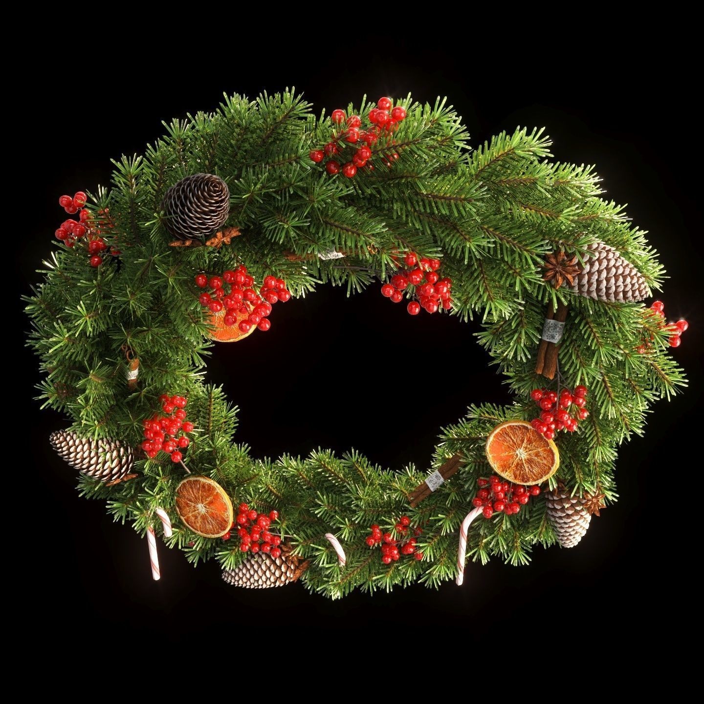 Christmas Wreath - PBR Game-Ready 3D Model - View 7