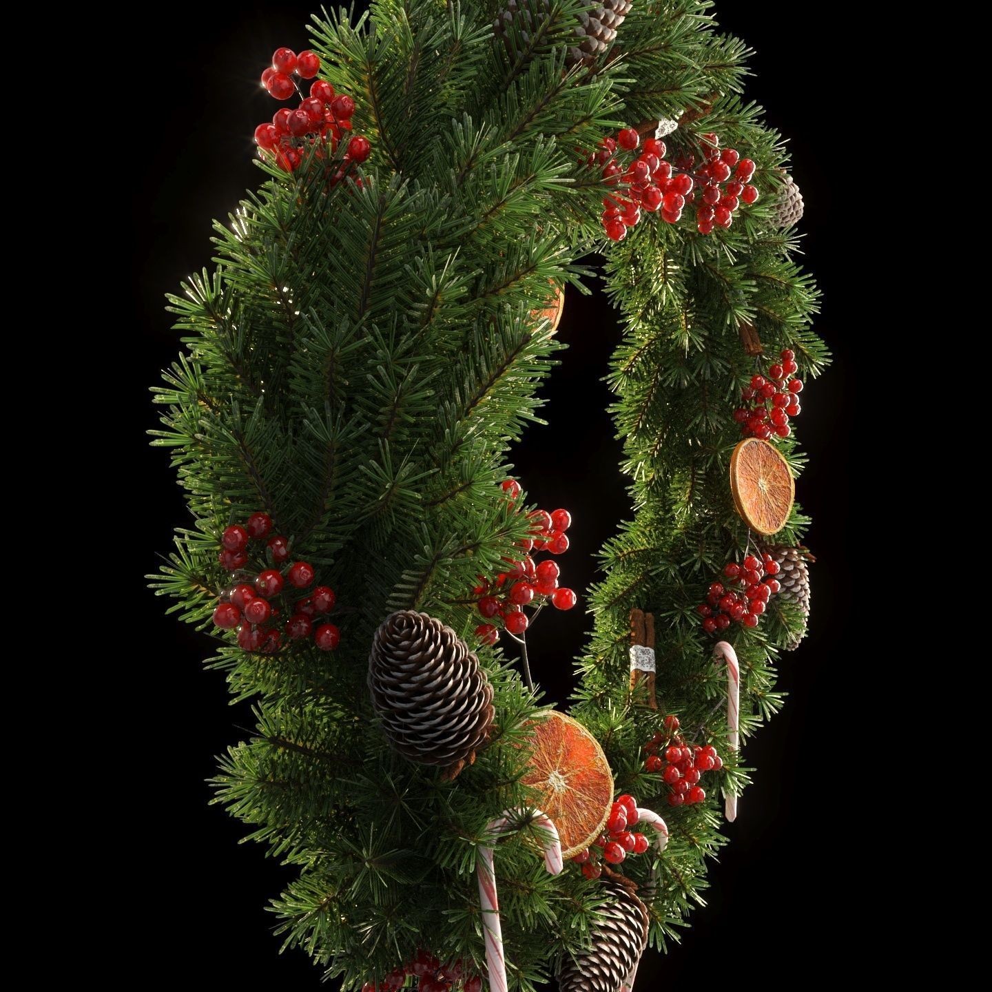 Christmas Wreath - PBR Game-Ready 3D Model - View 8