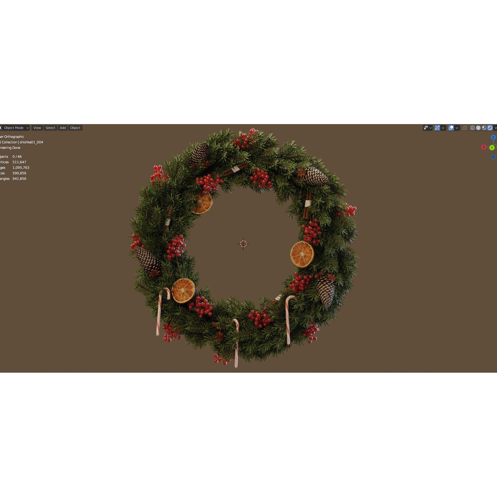Christmas Wreath - PBR Game-Ready 3D Model - View 9