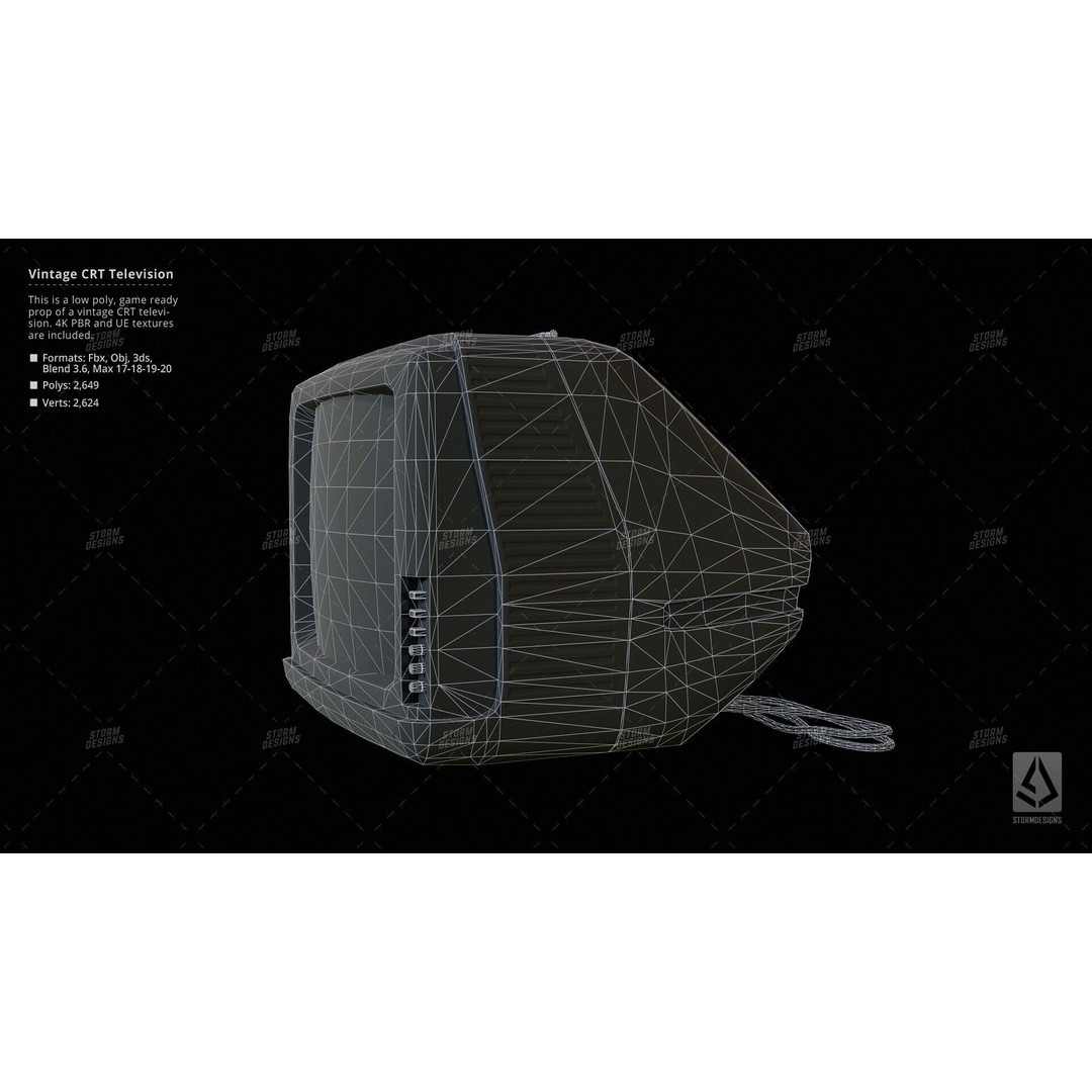 Retro CRT Television 3D Model – Low Poly PBR Prop for Games - View 12