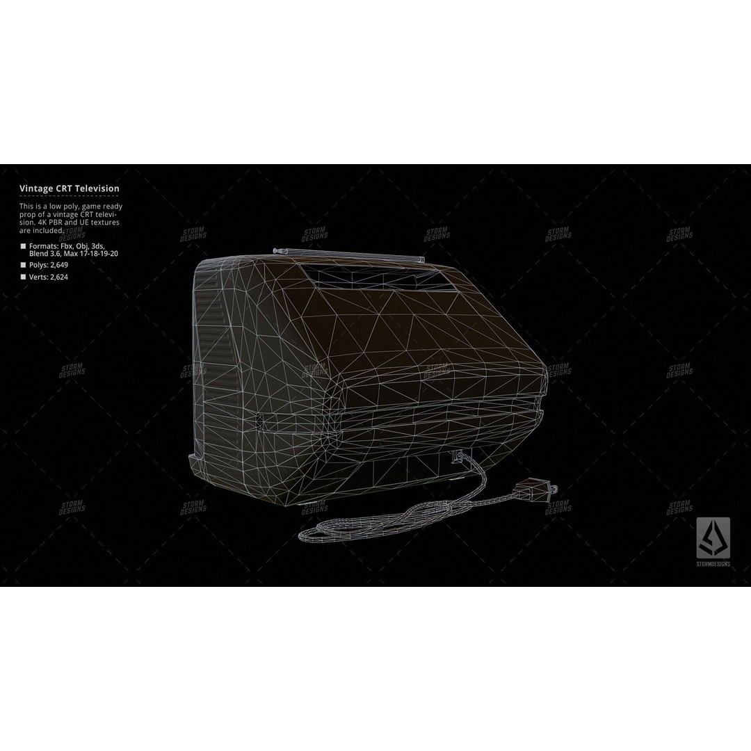Retro CRT Television 3D Model – Low Poly PBR Prop for Games - View 13