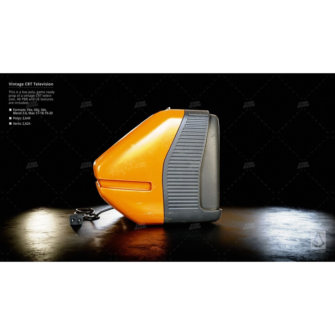 Retro CRT Television 3D Model – Low Poly PBR Prop for Games - View 5