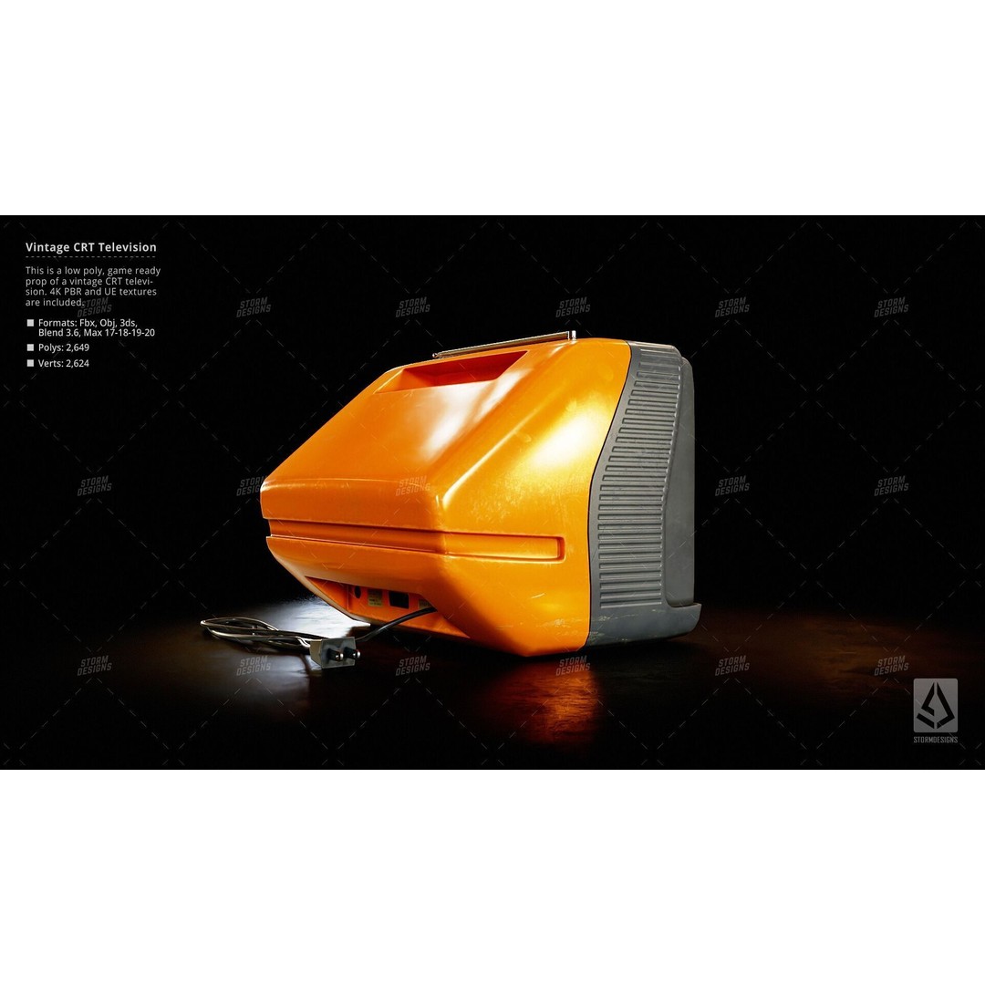 Retro CRT Television 3D Model – Low Poly PBR Prop for Games - View 6