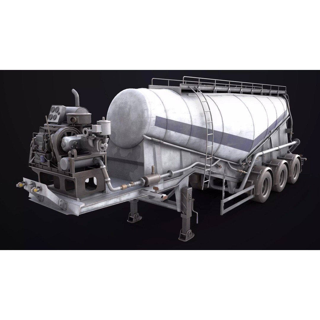 Dusty Cement Trailer 3D Model – Rigged Low-Poly PBR Asset for Unity & UE - View 11