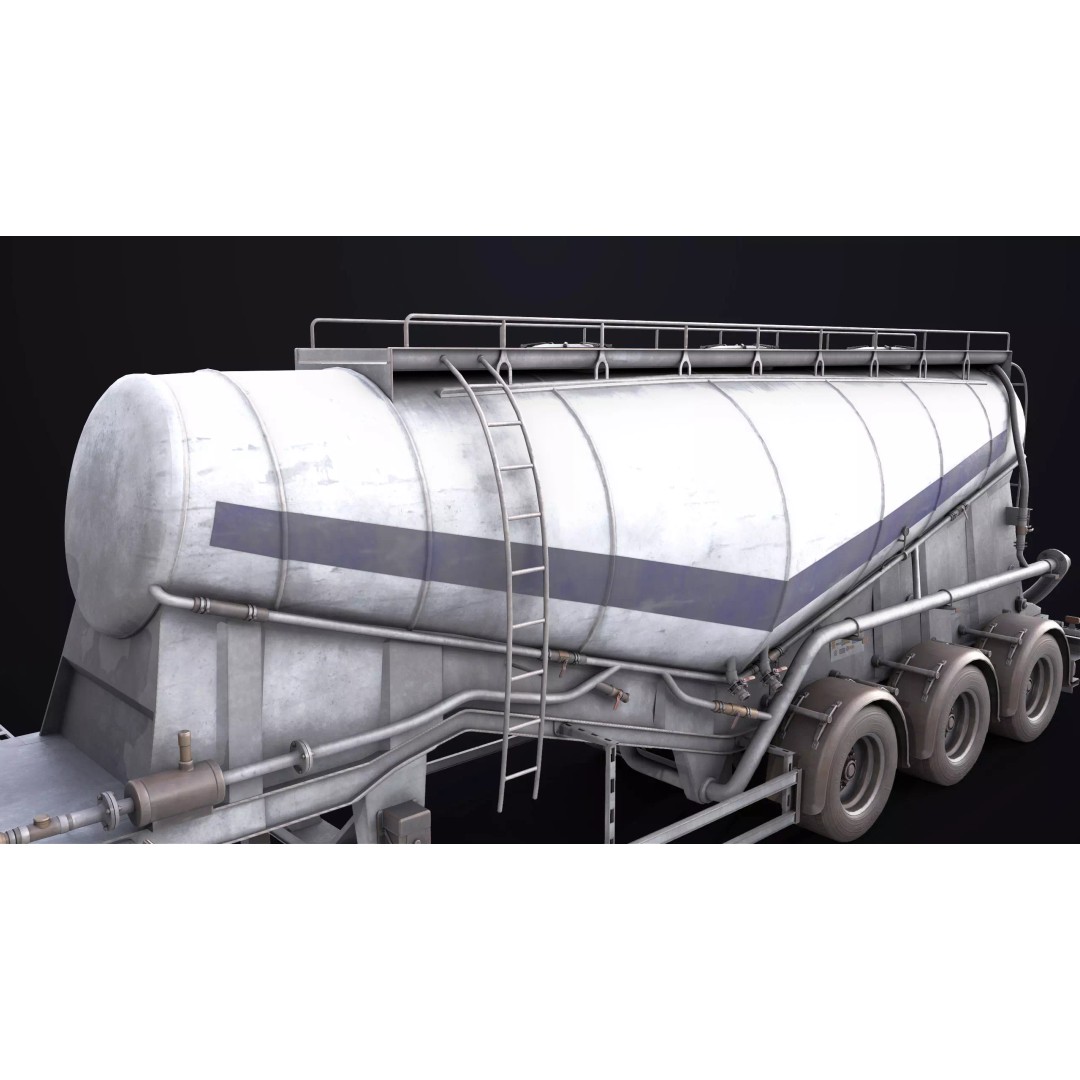Dusty Cement Trailer 3D Model – Rigged Low-Poly PBR Asset for Unity & UE - View 12