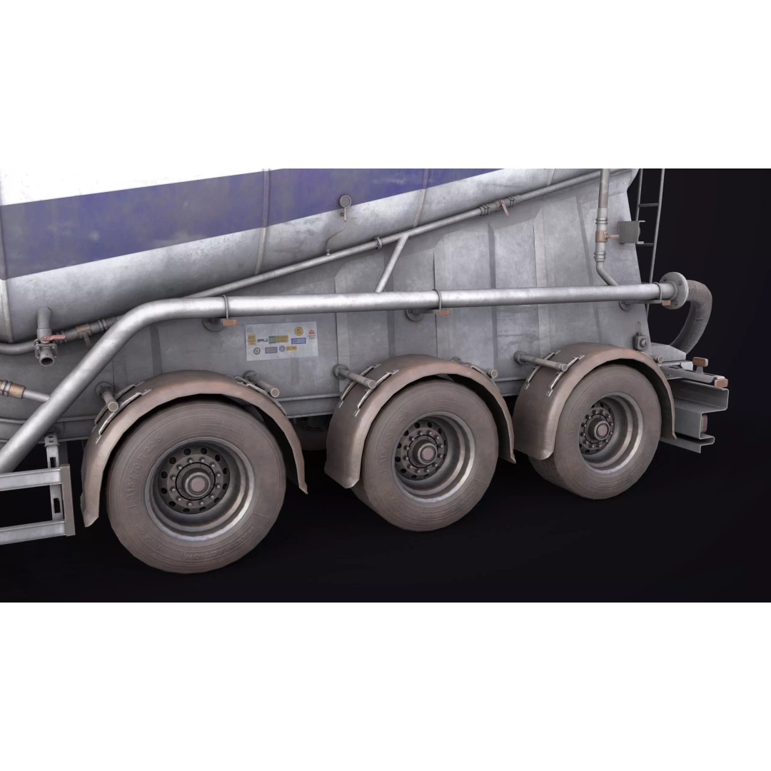 Dusty Cement Trailer 3D Model – Rigged Low-Poly PBR Asset for Unity & UE - View 13