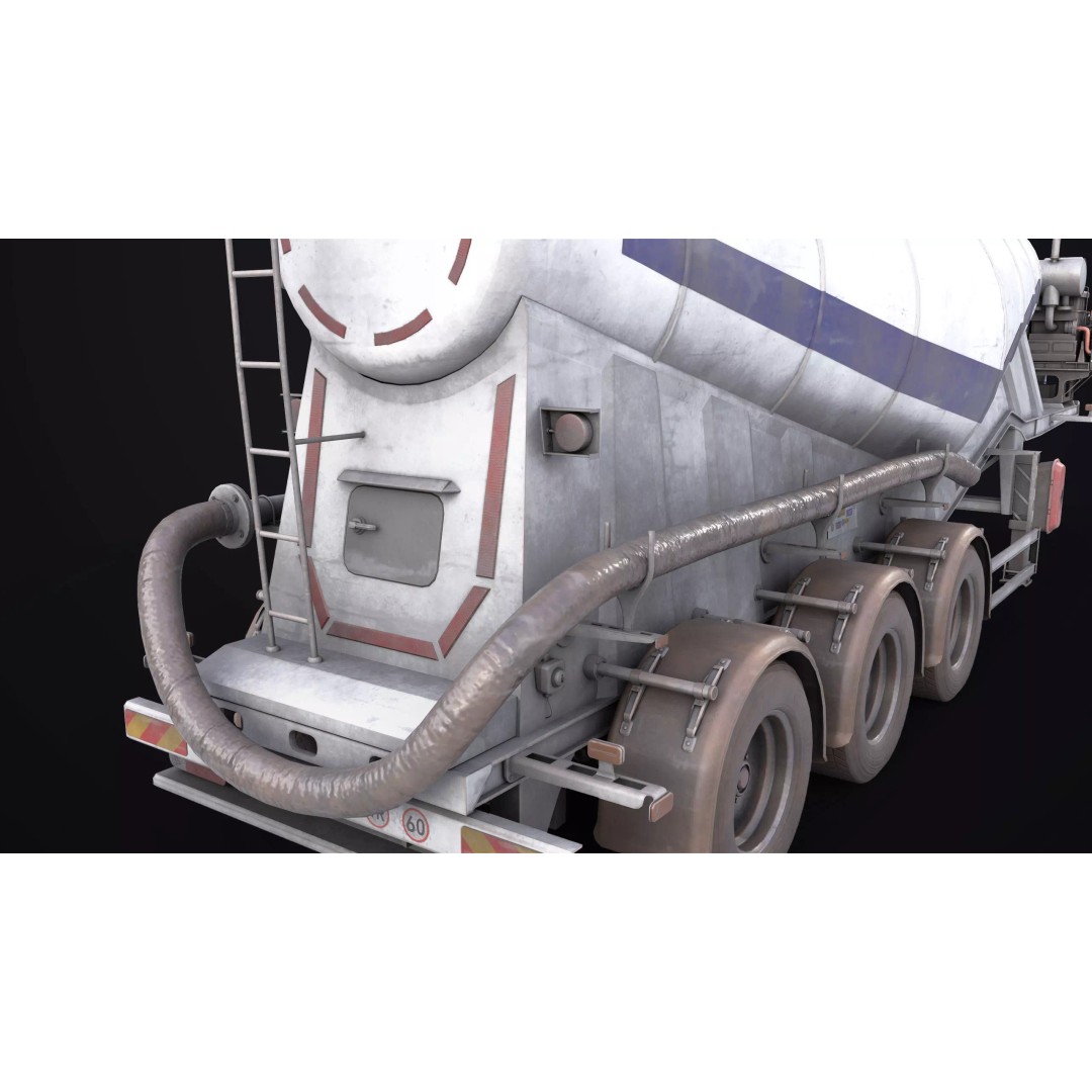 Dusty Cement Trailer 3D Model – Rigged Low-Poly PBR Asset for Unity & UE - View 17