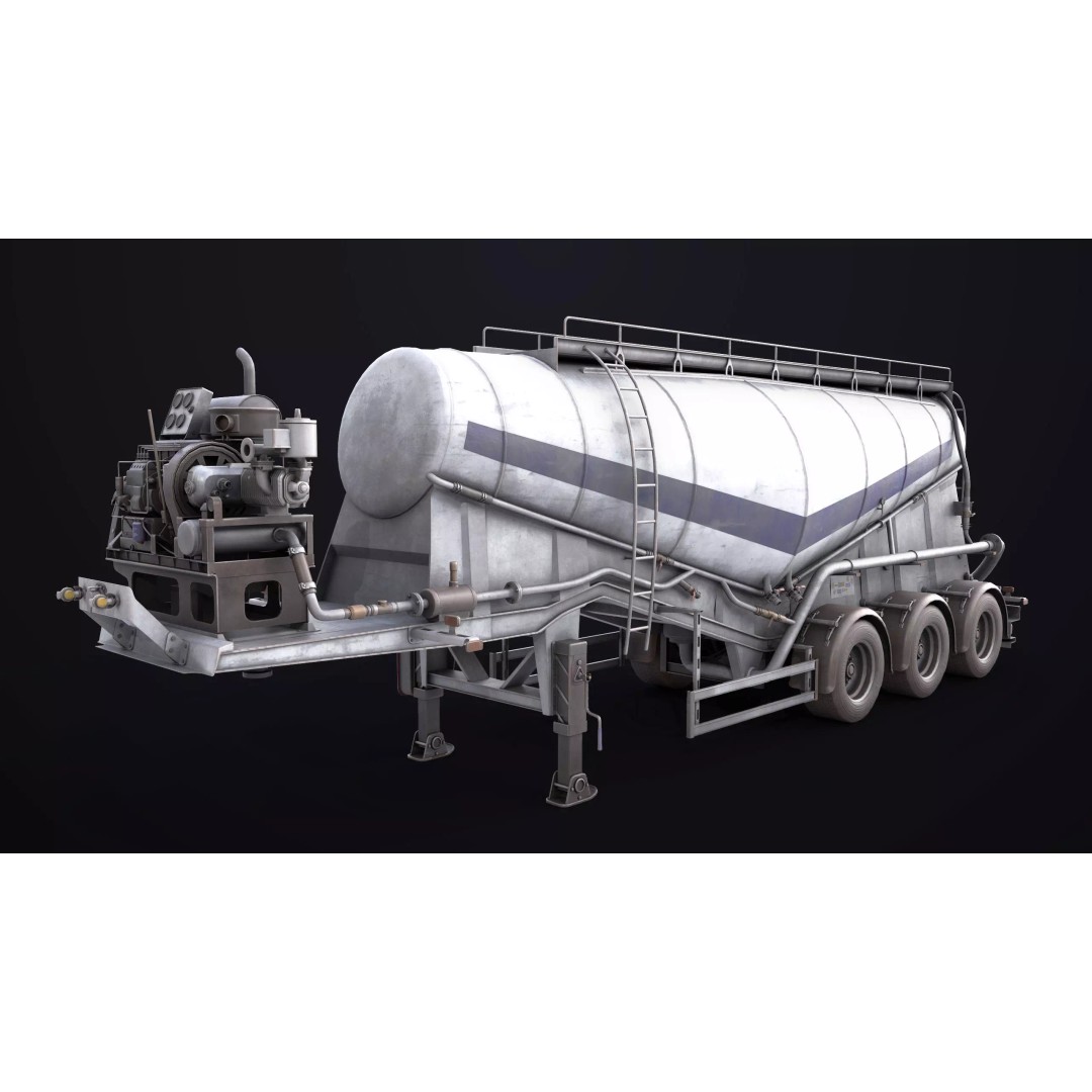 Dusty Cement Trailer 3D Model – Rigged Low-Poly PBR Asset for Unity & UE - View 3