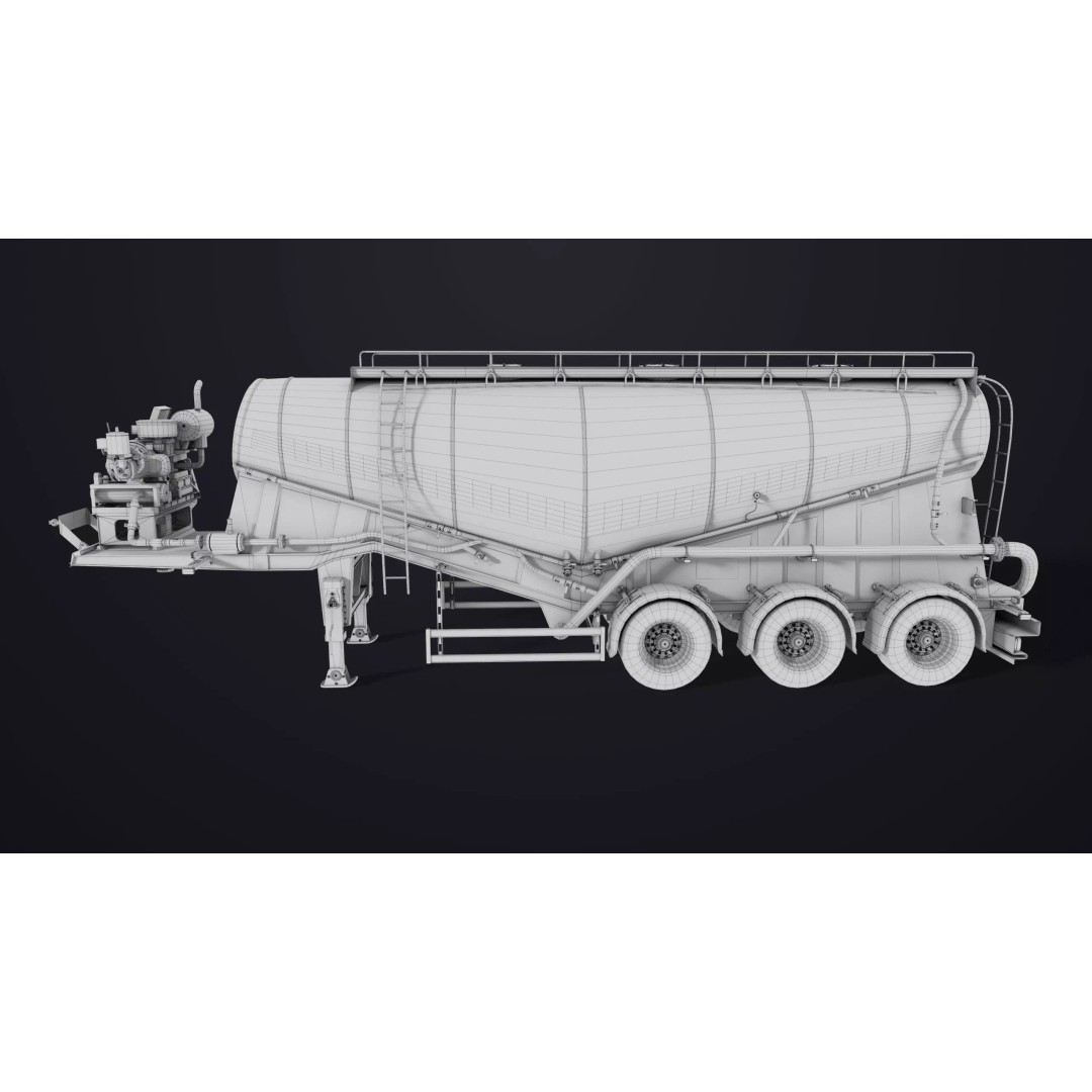 Dusty Cement Trailer 3D Model – Rigged Low-Poly PBR Asset for Unity & UE - View 33