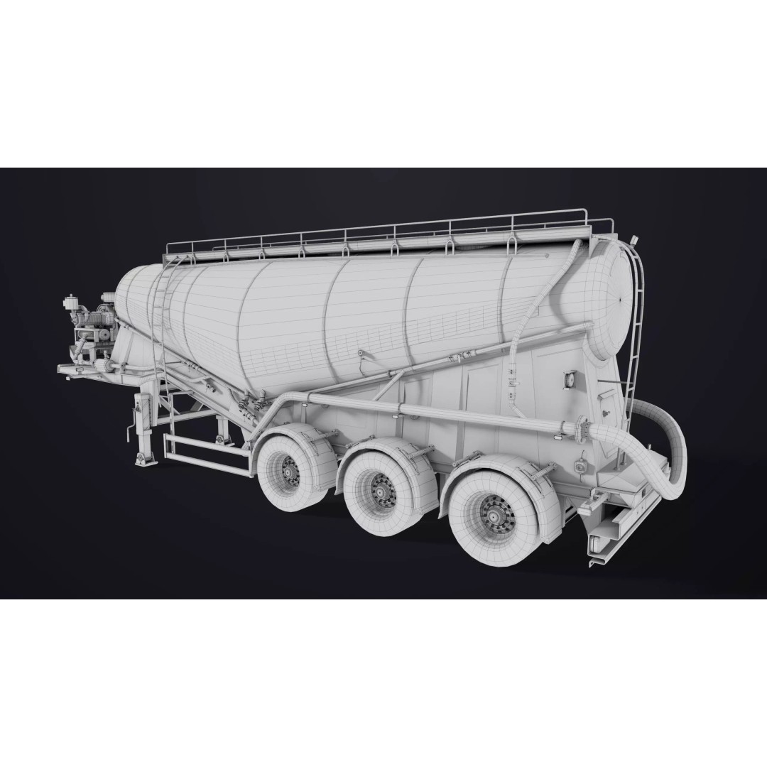Dusty Cement Trailer 3D Model – Rigged Low-Poly PBR Asset for Unity & UE - View 34