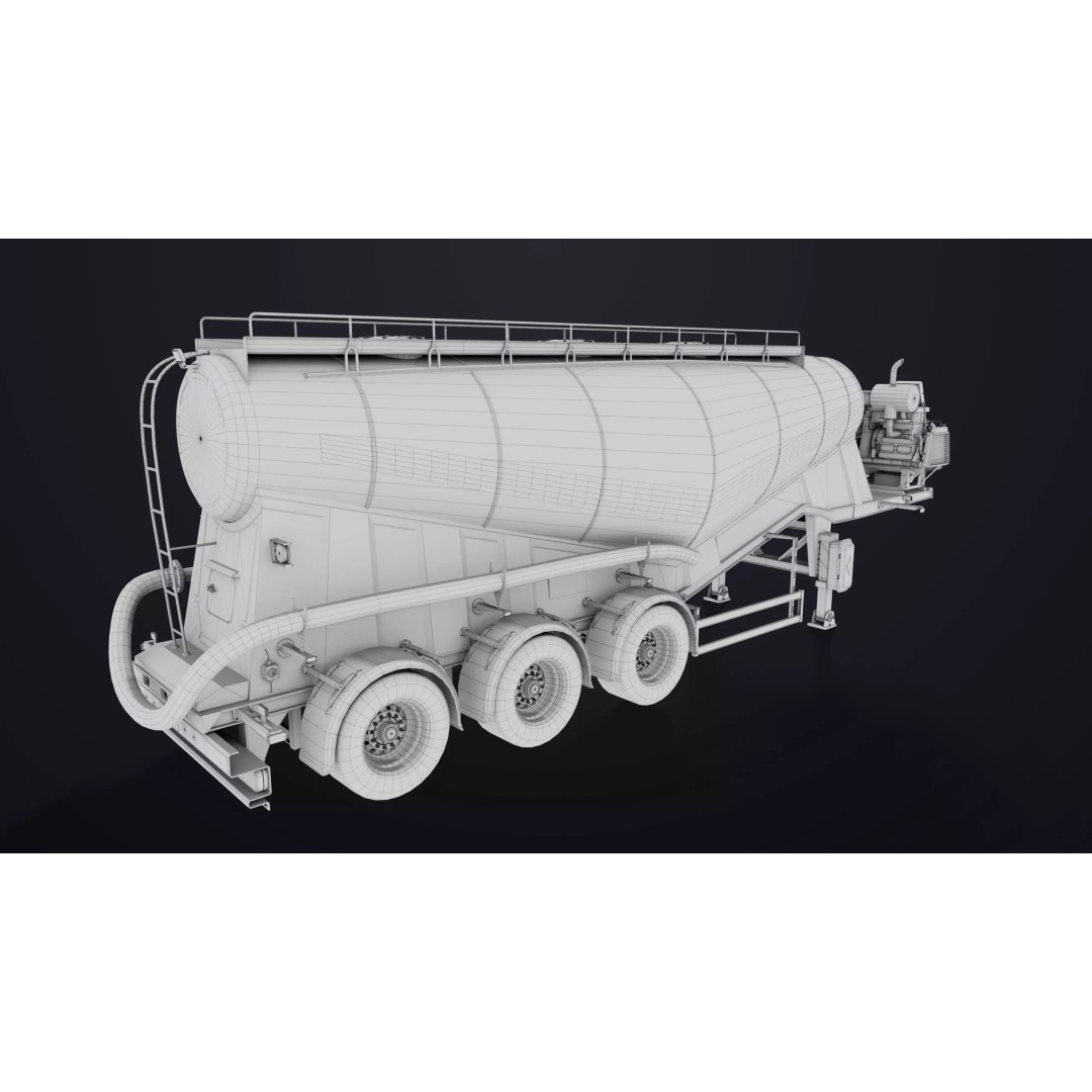 Dusty Cement Trailer 3D Model – Rigged Low-Poly PBR Asset for Unity & UE - View 36