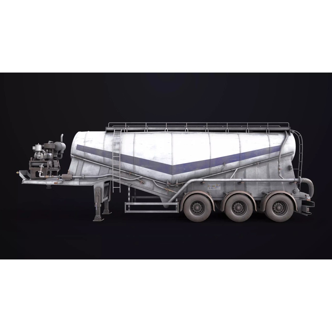 Dusty Cement Trailer 3D Model – Rigged Low-Poly PBR Asset for Unity & UE - View 4