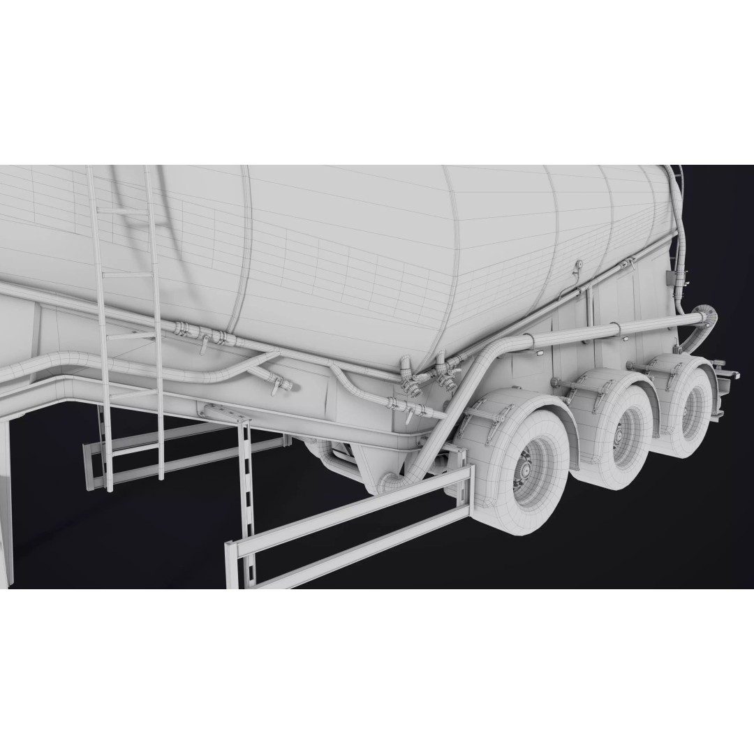 Dusty Cement Trailer 3D Model – Rigged Low-Poly PBR Asset for Unity & UE - View 44