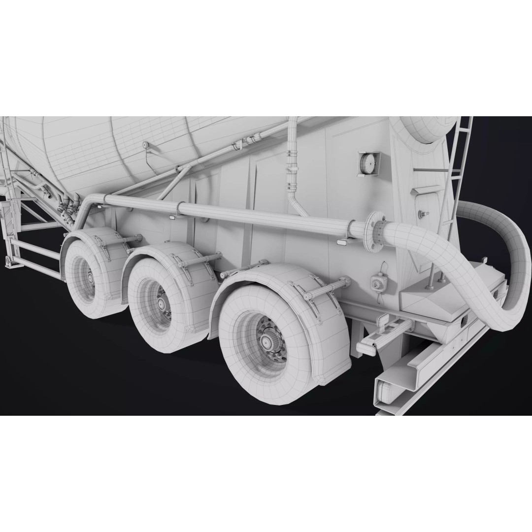 Dusty Cement Trailer 3D Model – Rigged Low-Poly PBR Asset for Unity & UE - View 45
