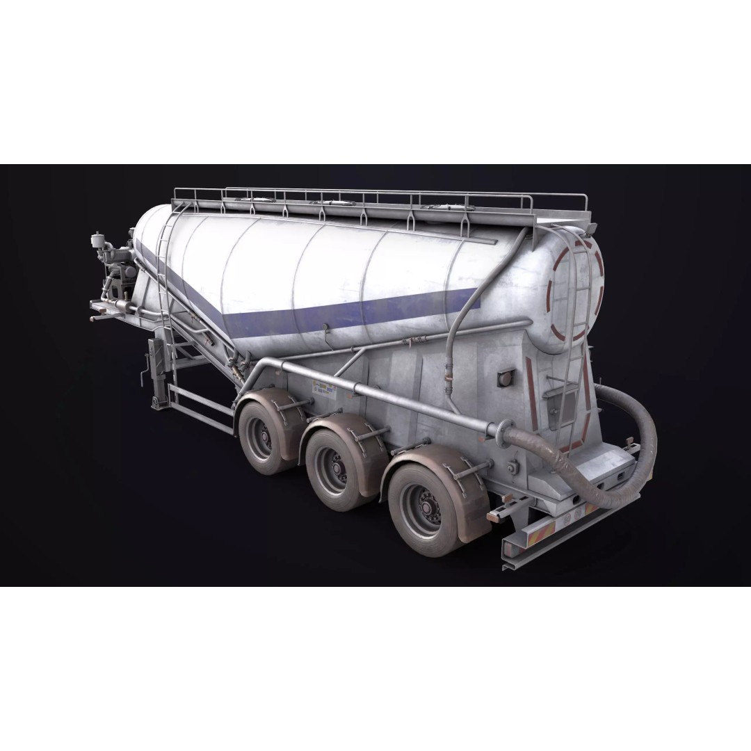 Dusty Cement Trailer 3D Model – Rigged Low-Poly PBR Asset for Unity & UE - View 5